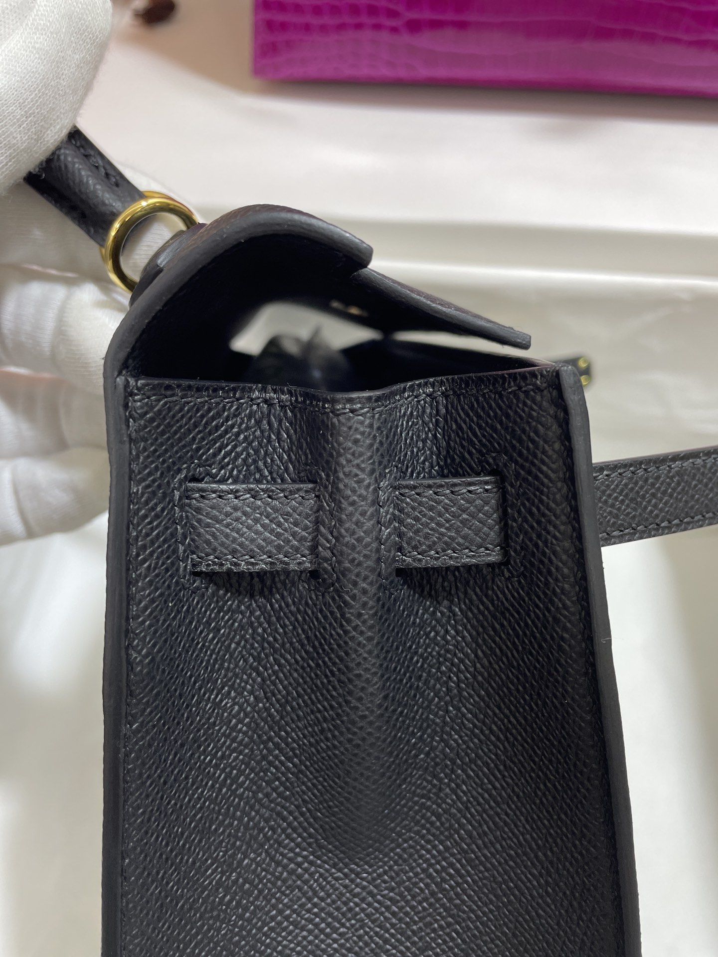 Hermès（爱马仕）Kelly 凯莉包 epsom 黑色 金扣 25cm
