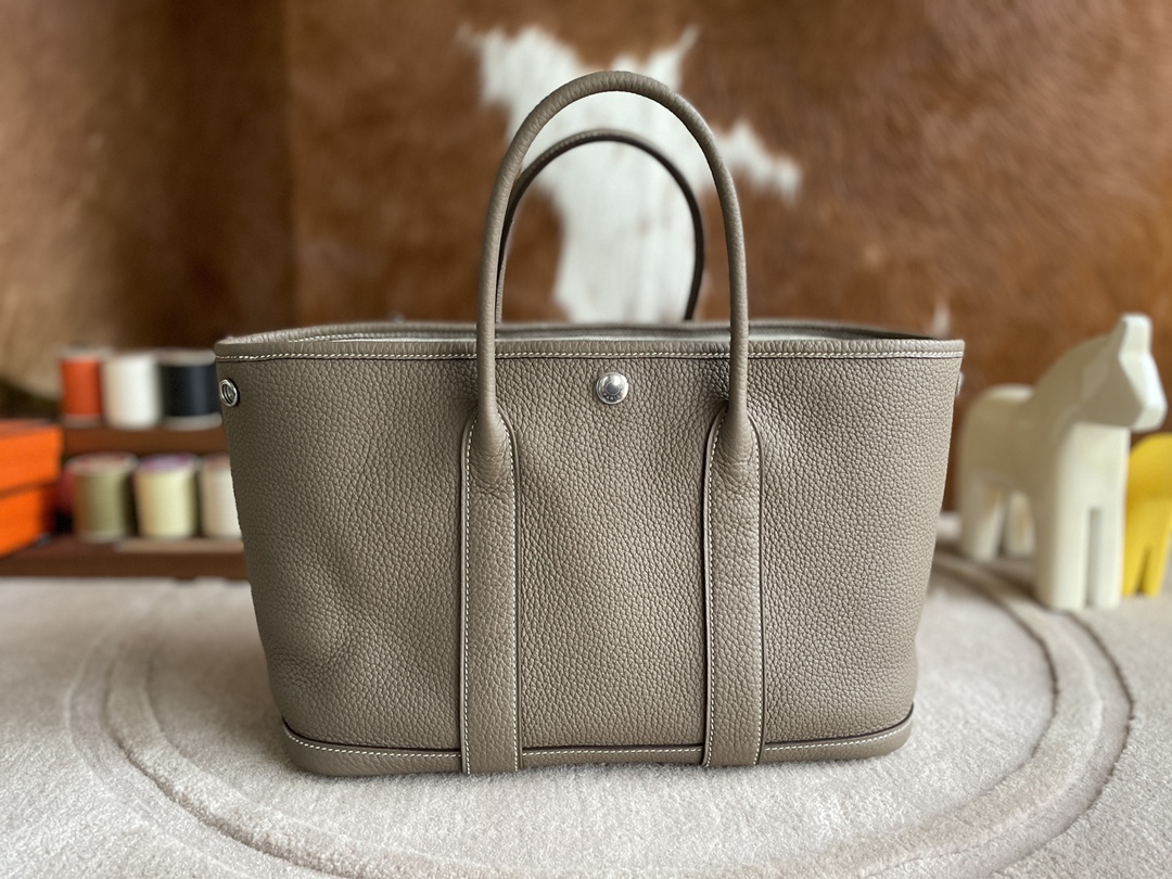 Hermès（爱马仕）Gardenparty 花园包 TC 大象灰 银扣 30cm