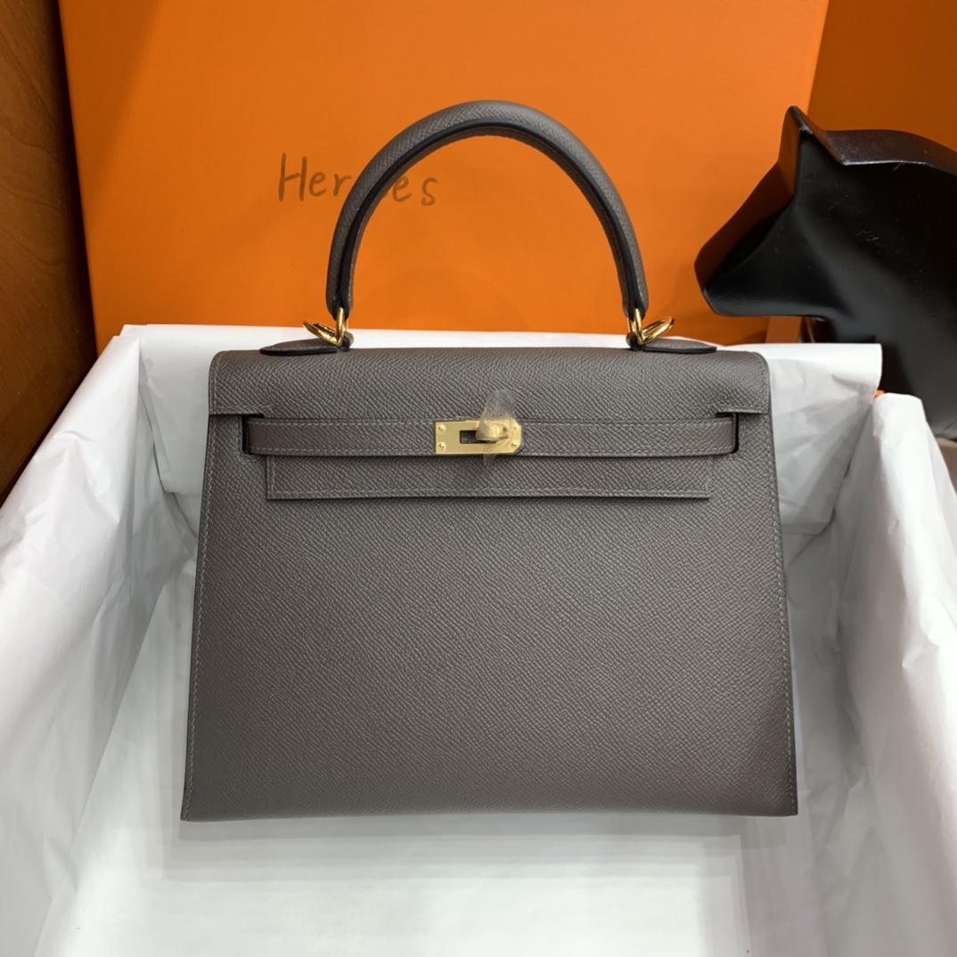 Hermès（爱马仕）Kelly 凯莉包 epsom 锡器灰 金扣 25cm