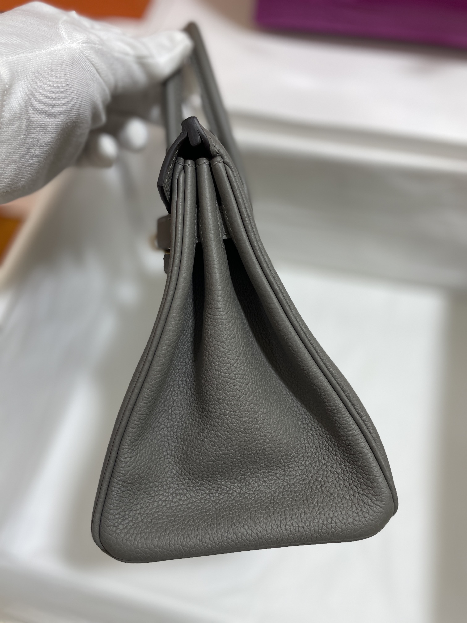 Hermès（爱马仕）Birkin 铂金包 Togo 锡器灰 金扣 25cm
