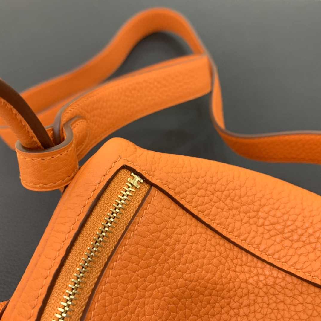 Hermès（爱马仕）Mini lindy 迷你琳迪包 TC皮 CK93 橙色 金扣 20cm