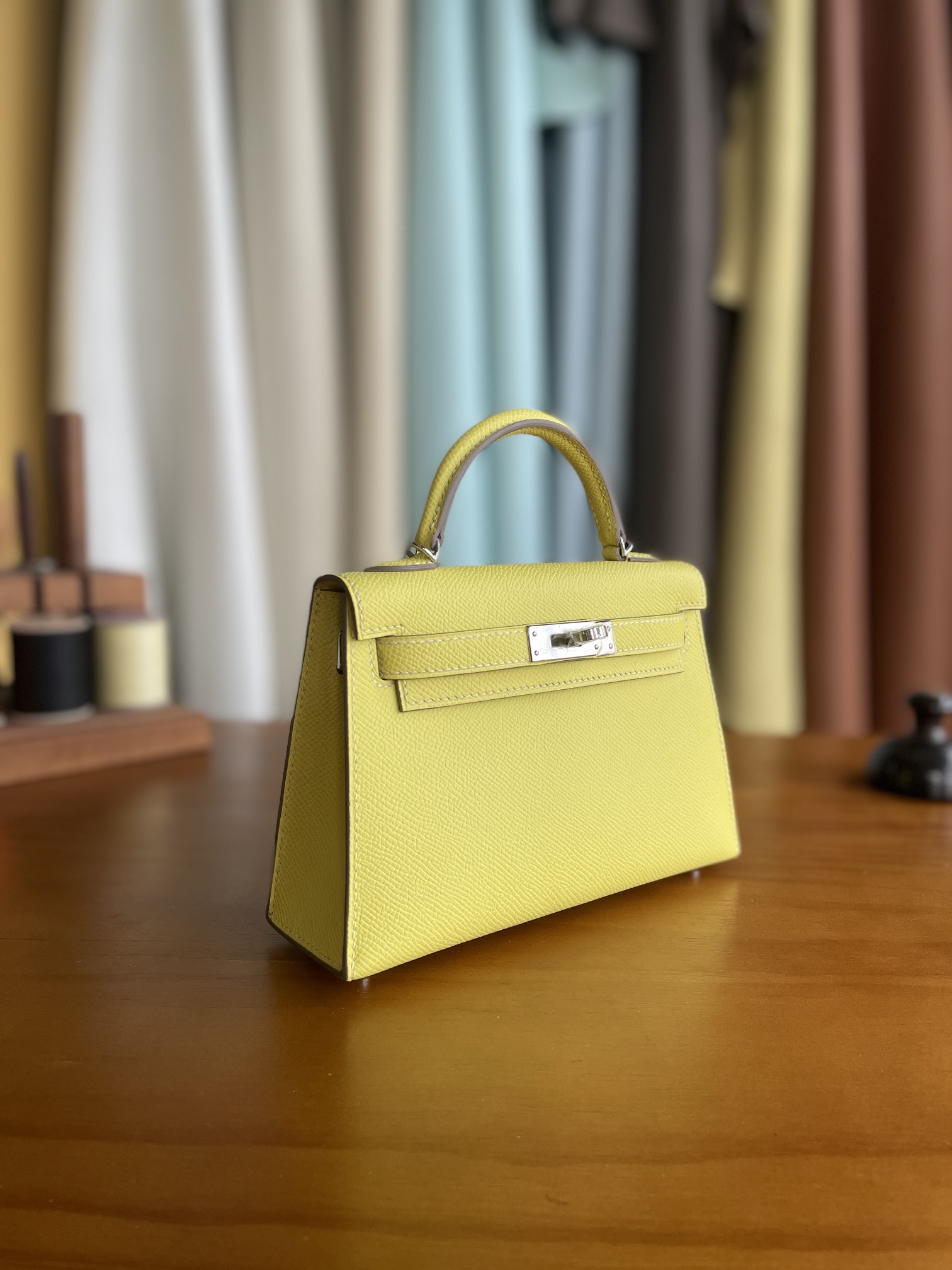 Hermès（爱马仕）mini kelly 迷你凯莉 epsom 9r 柠檬黄 银扣 19cm
