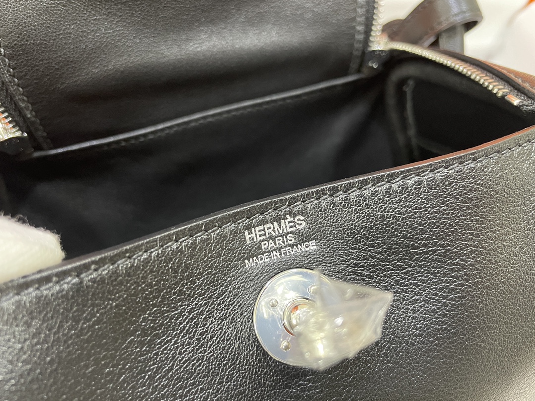 Hermès（爱马仕）Mini lindy 迷你琳迪包 Swift 黑色 银扣 20cm
