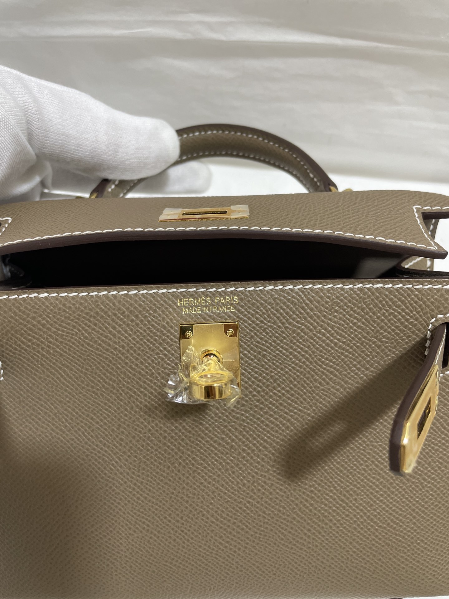 Hermès（爱马仕）mini Kelly 迷你凯莉 Epsom 大象灰 金扣 19cm