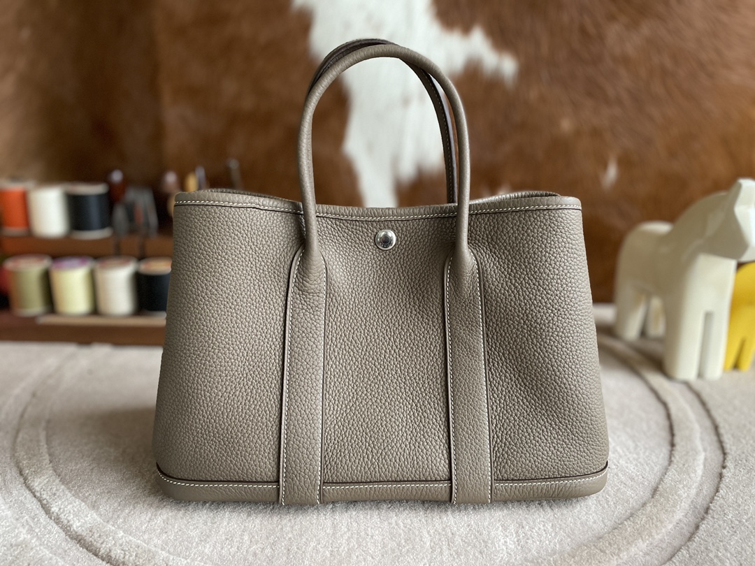 Hermès（爱马仕）Gardenparty 花园包 TC 大象灰 银扣 30cm