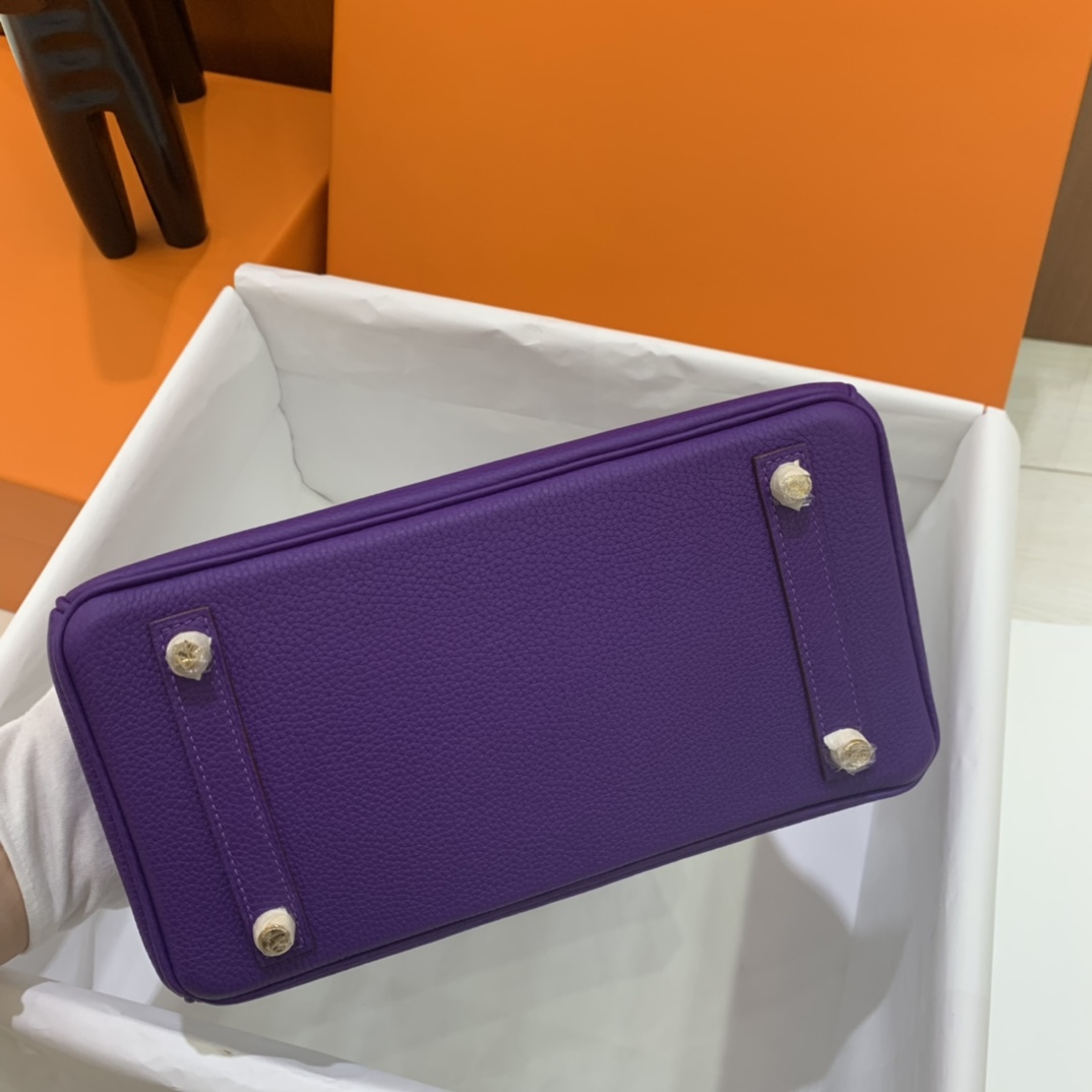 Hermès（爱马仕）Birkin Touch 铂金包 Togo 拼 鳄鱼皮 9W 梦幻紫 金扣 25cm
