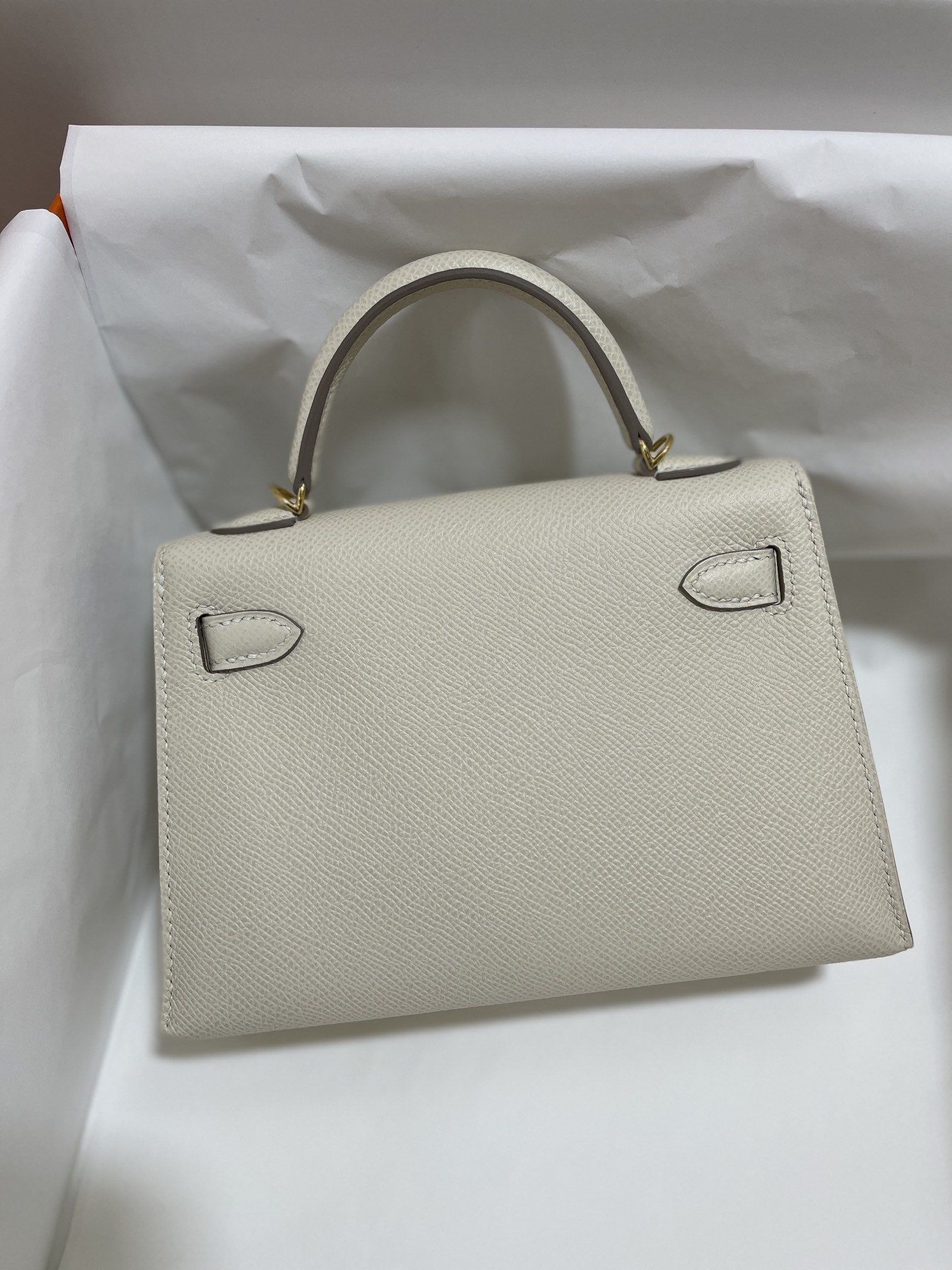 Hermès（爱马仕）mini Kelly 迷你凯莉 Epsom 奶昔白 金扣 19cm