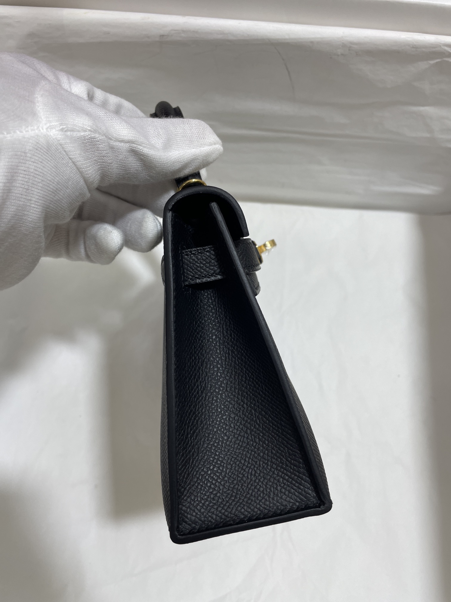 Hermès（爱马仕）mini Kelly 迷你凯莉 Epsom 黑色 金扣 19cm