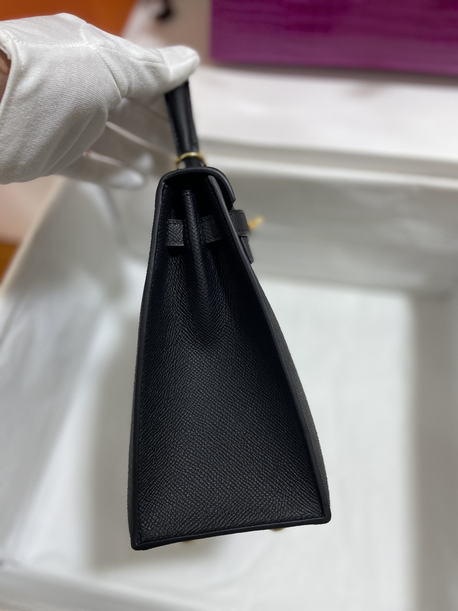 Hermès（爱马仕）Kelly 凯莉包 epsom 黑色 金扣 25cm