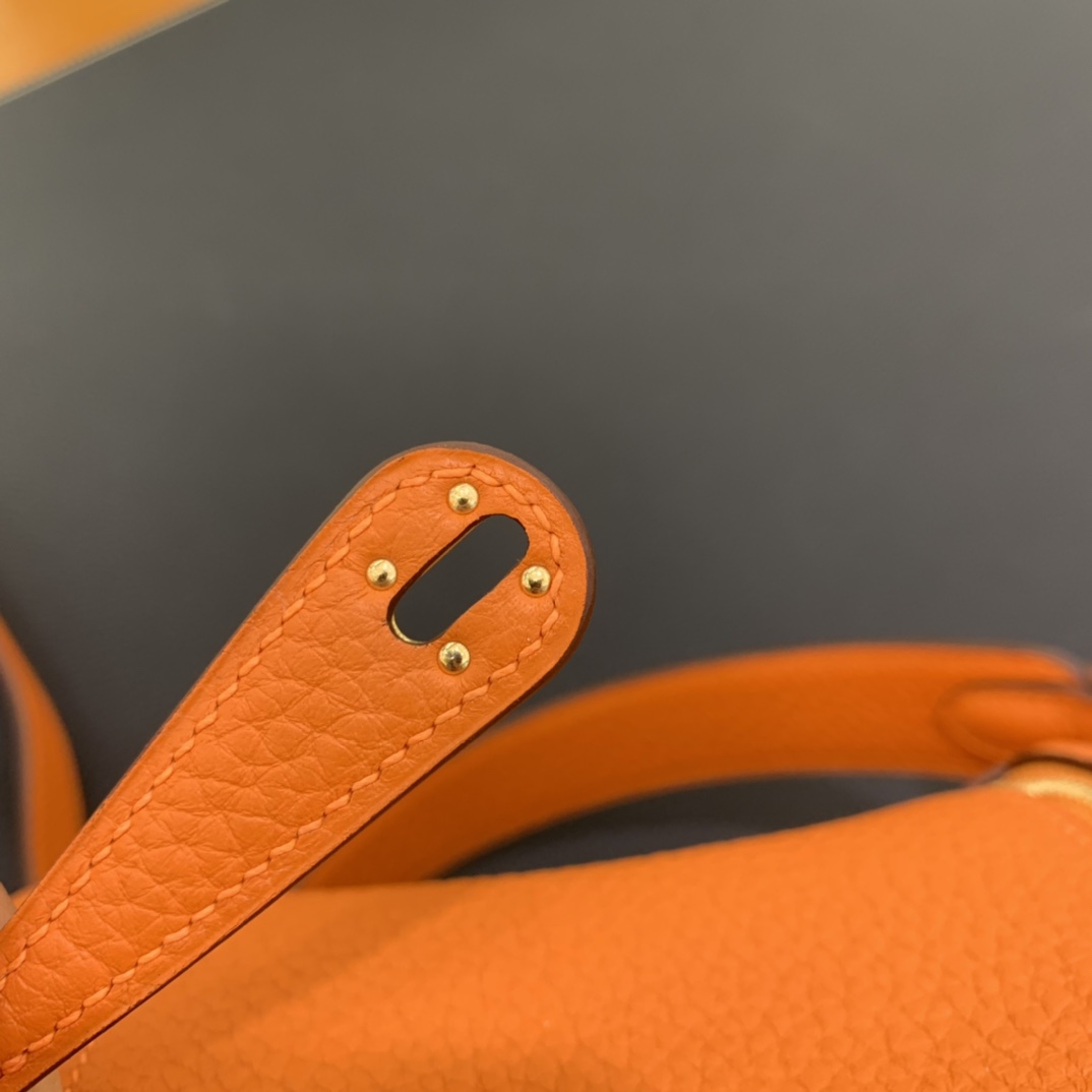 Hermès（爱马仕）Mini lindy 迷你琳迪包 TC皮 CK93 橙色 金扣 20cm