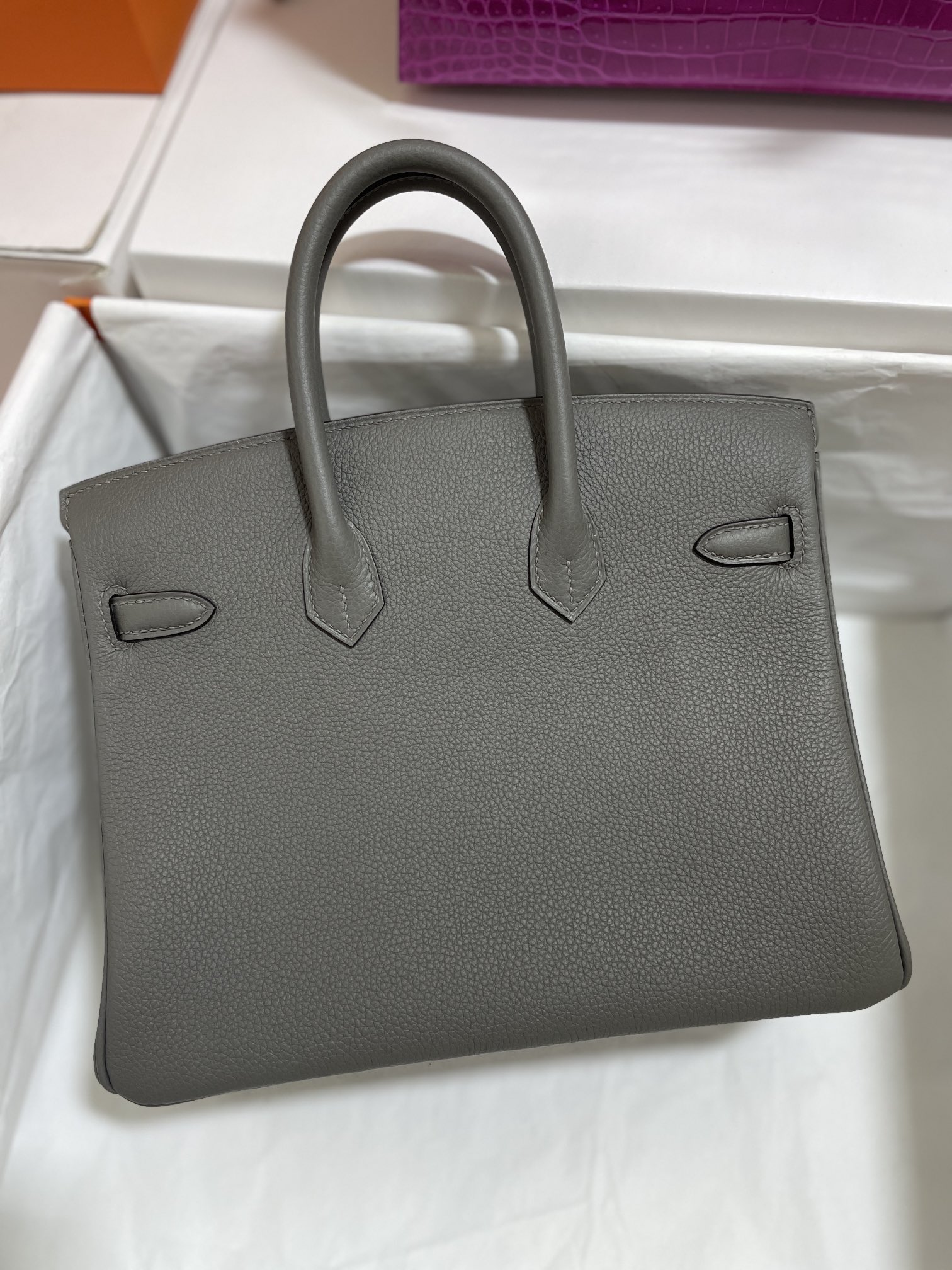 Hermès（爱马仕）Birkin 铂金包 Togo 锡器灰 金扣 25cm
