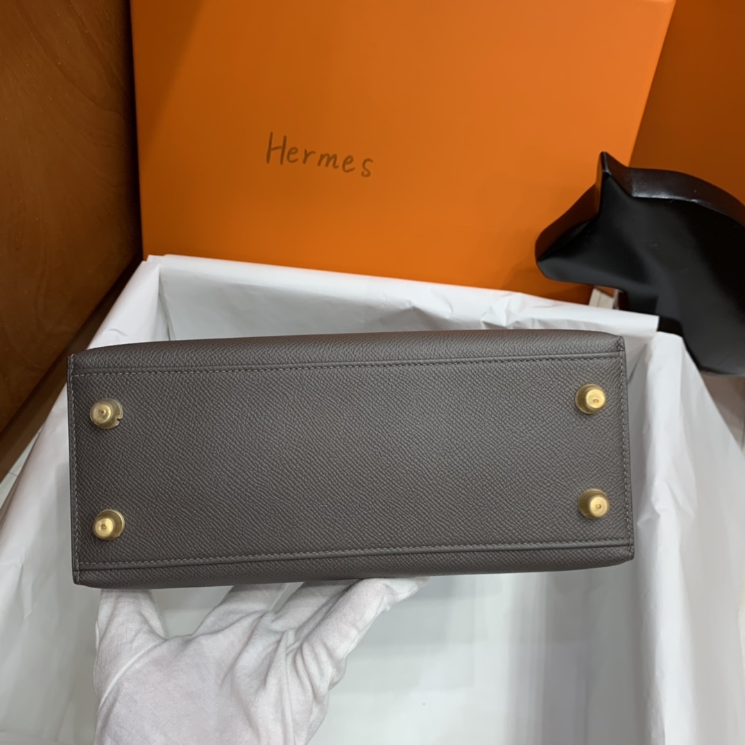 Hermès（爱马仕）Kelly 凯莉包 epsom 锡器灰 金扣 25cm