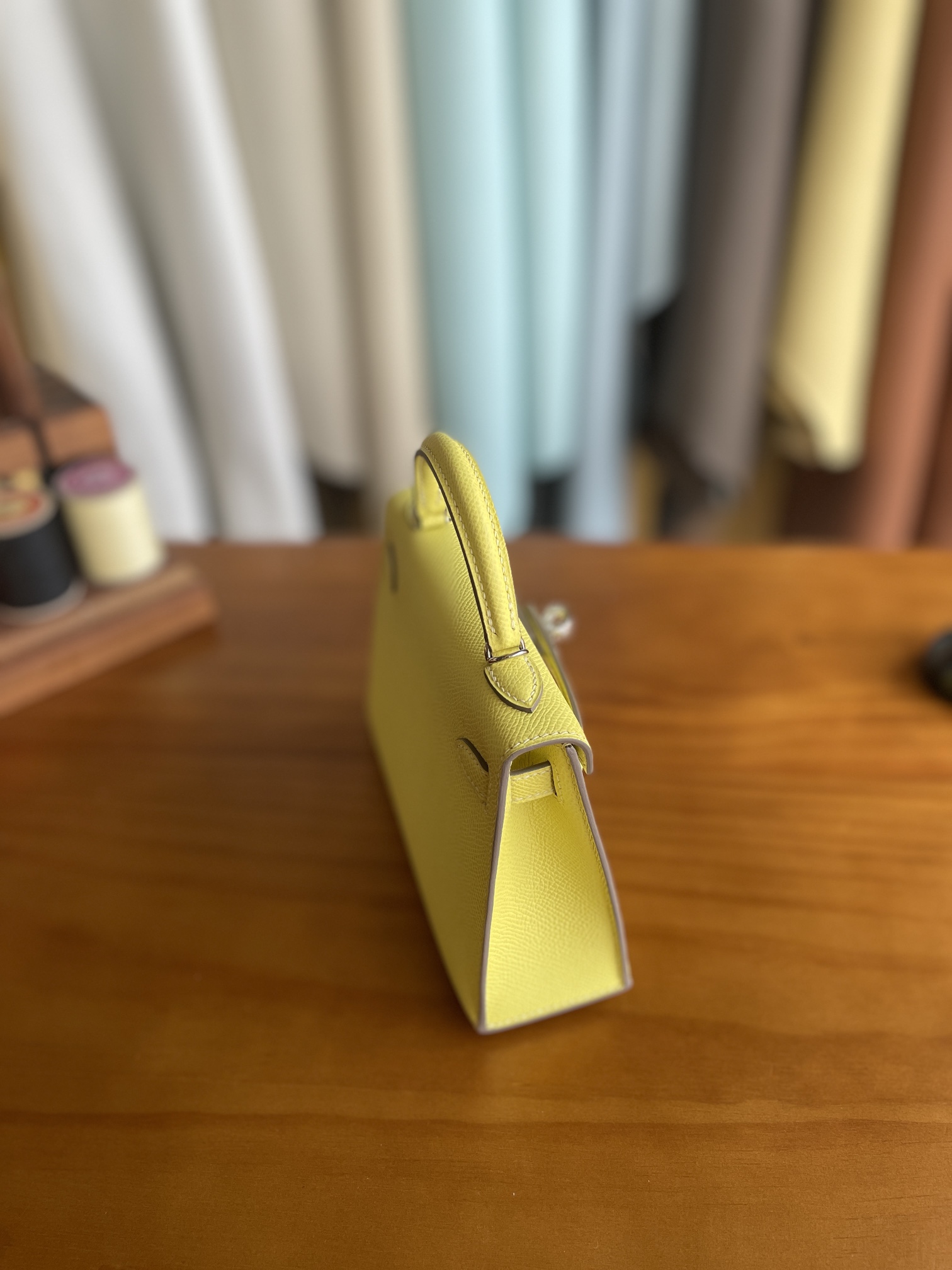 Hermès（爱马仕）mini kelly 迷你凯莉 epsom 9r 柠檬黄 银扣 19cm