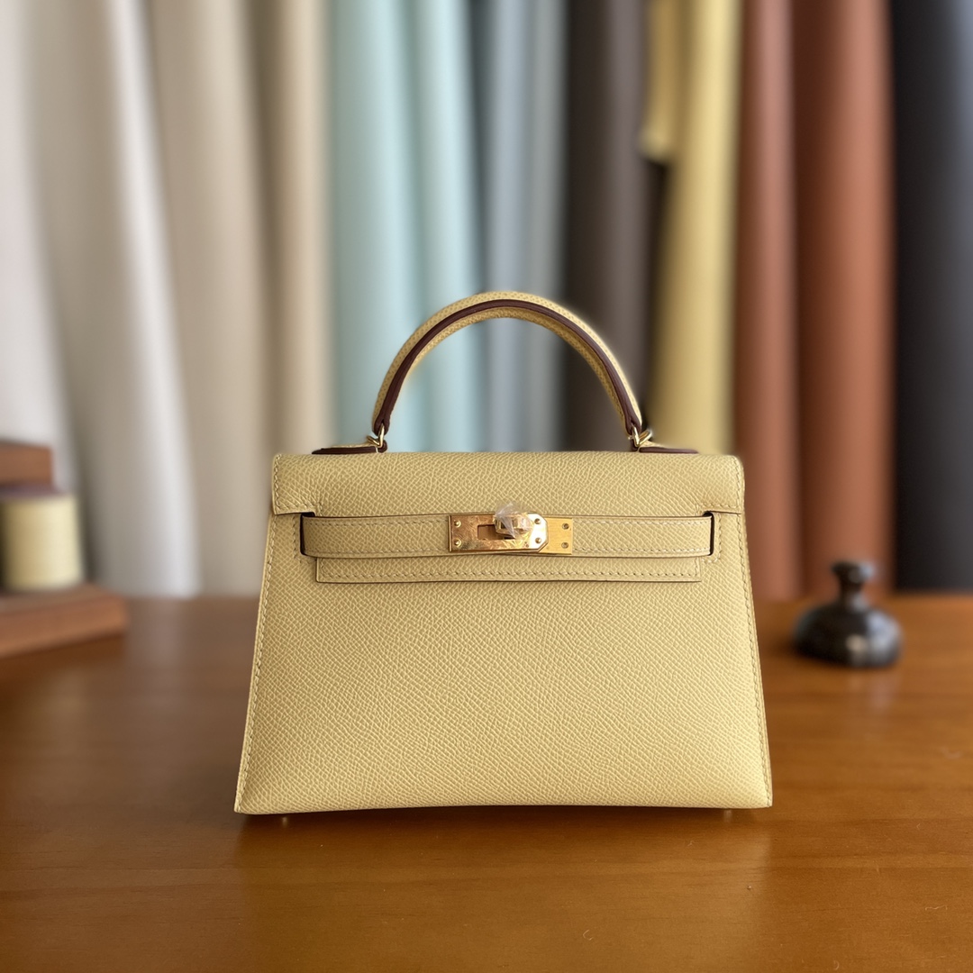 Hermès（爱马仕）mini kelly 迷你凯莉 epsom 1z 小鸡黄 金扣 19cm