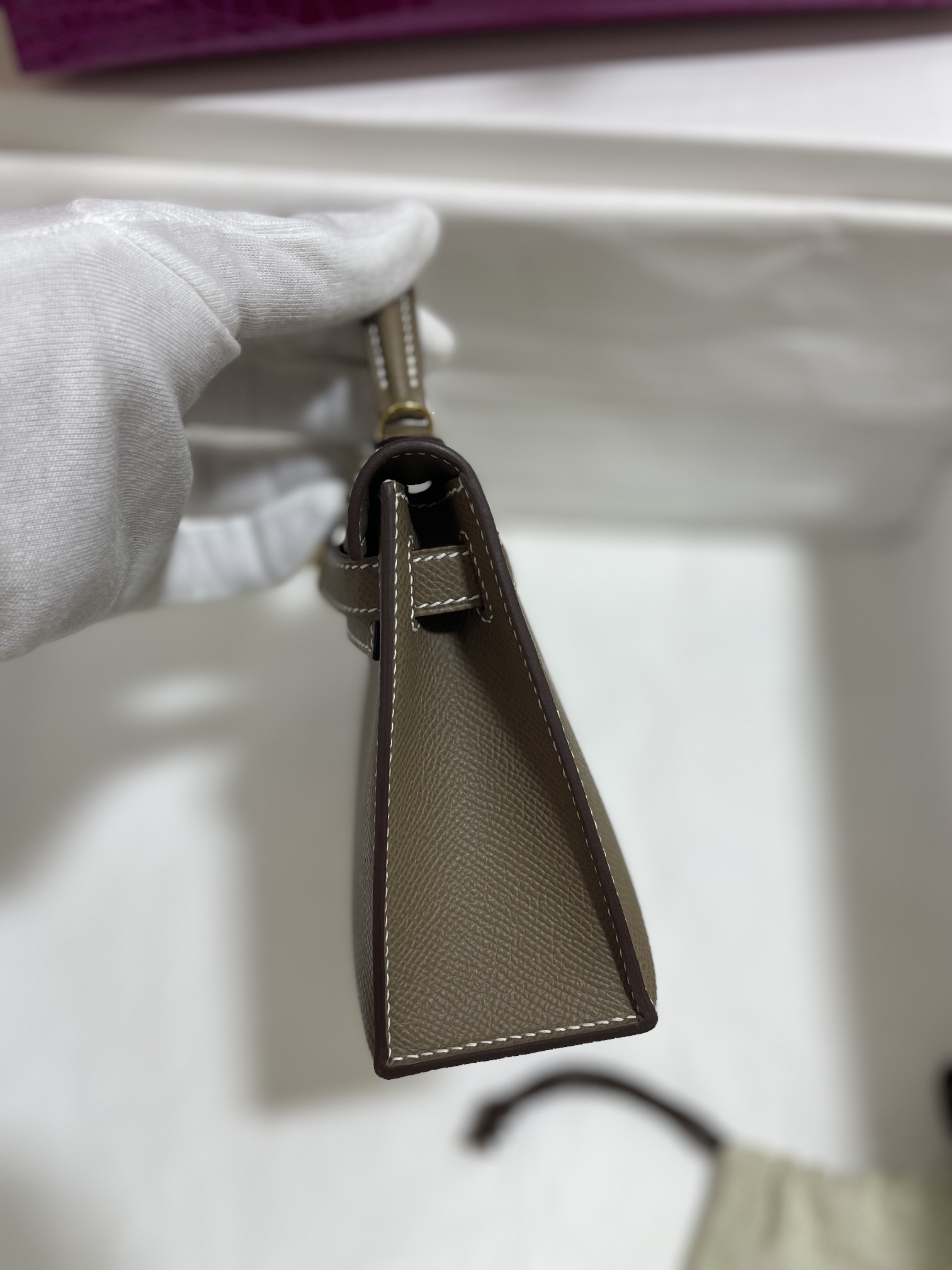 Hermès（爱马仕）mini Kelly 迷你凯莉 Epsom 大象灰 金扣 19cm