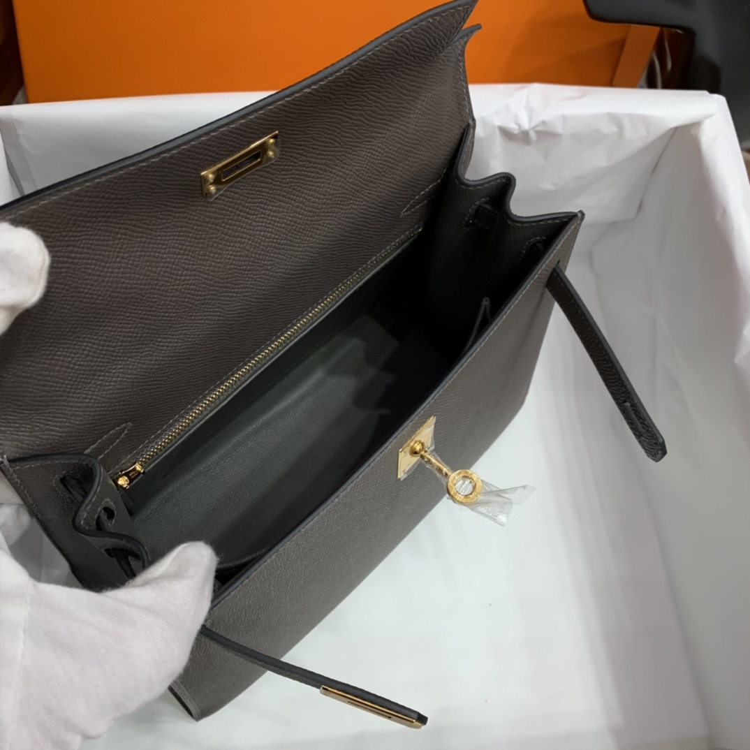 Hermès（爱马仕）Kelly 凯莉包 epsom 锡器灰 金扣 25cm