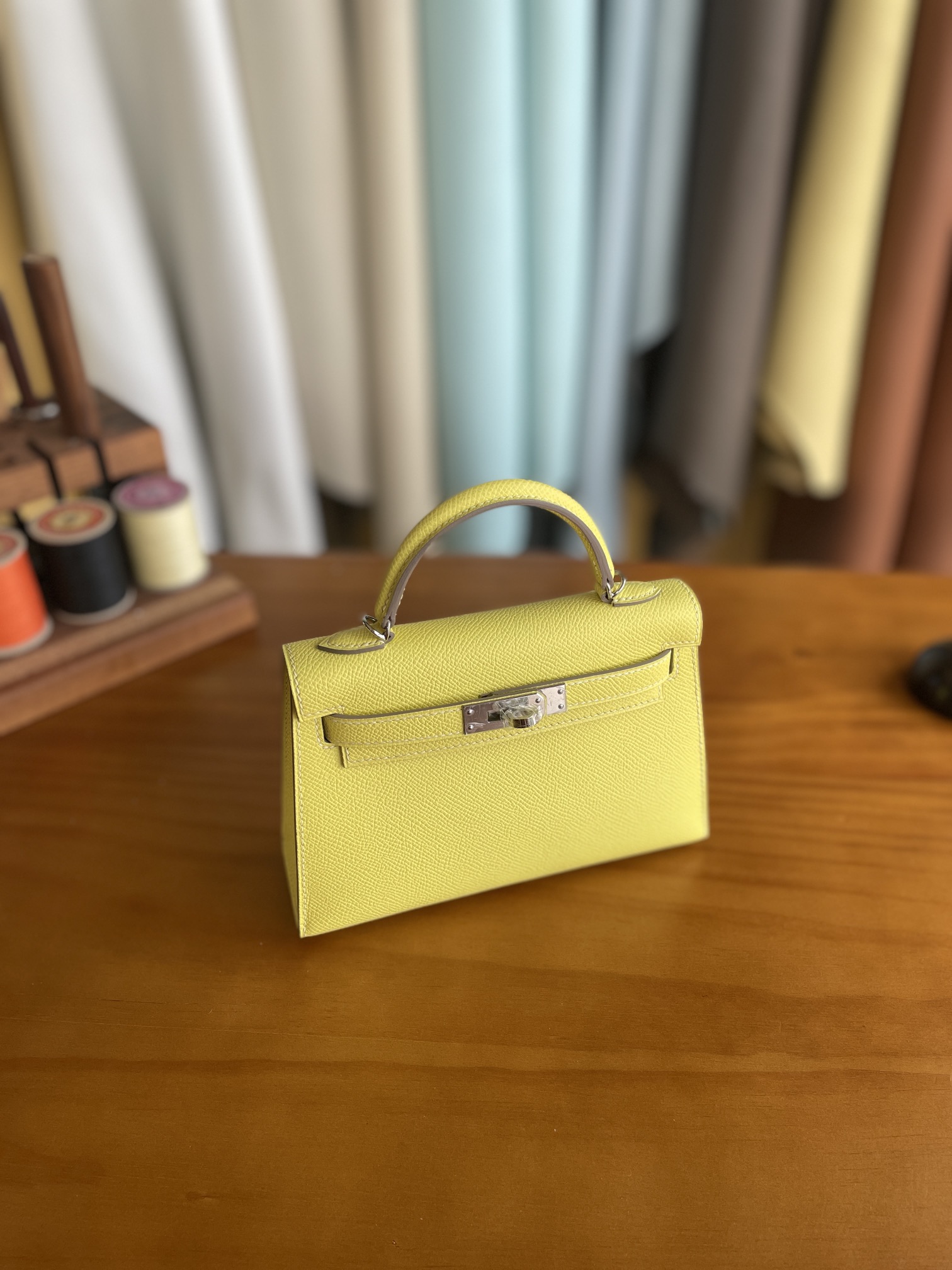 Hermès（爱马仕）mini kelly 迷你凯莉 epsom 9r 柠檬黄 银扣 19cm