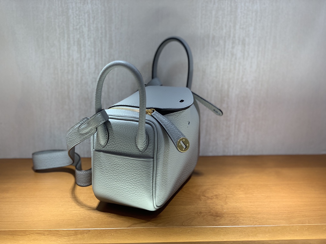 Hermès（爱马仕）Mini lindy 迷你琳迪包 TC皮 海鸥灰 金扣 20cm