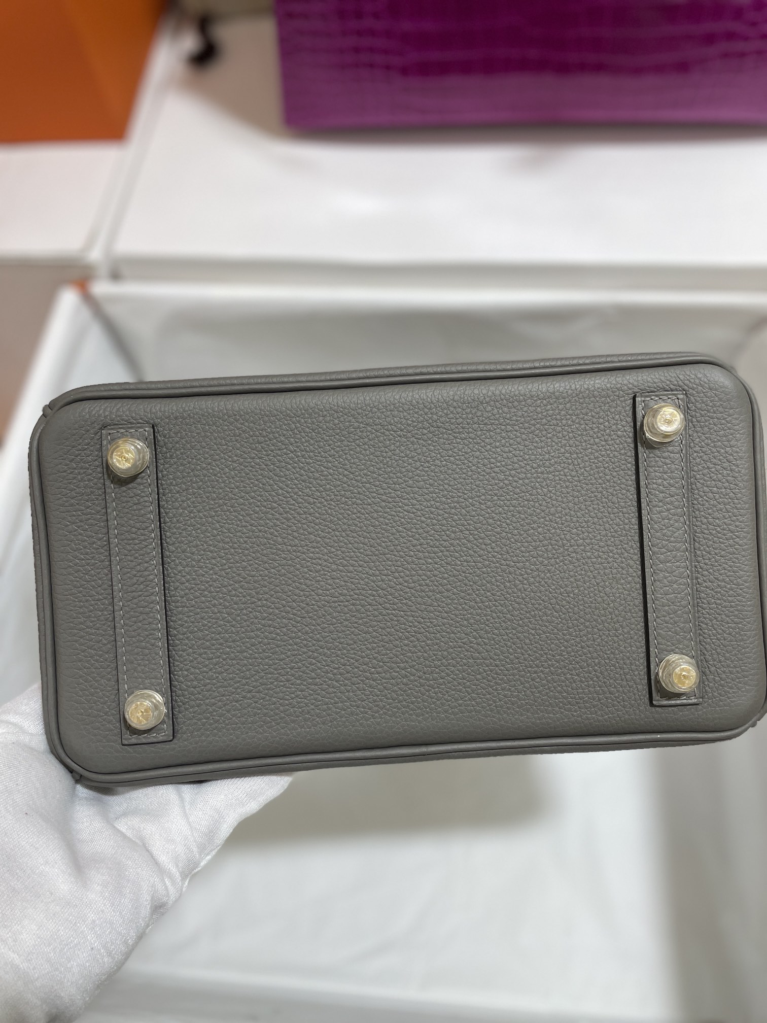 Hermès（爱马仕）Birkin 铂金包 Togo 锡器灰 金扣 25cm