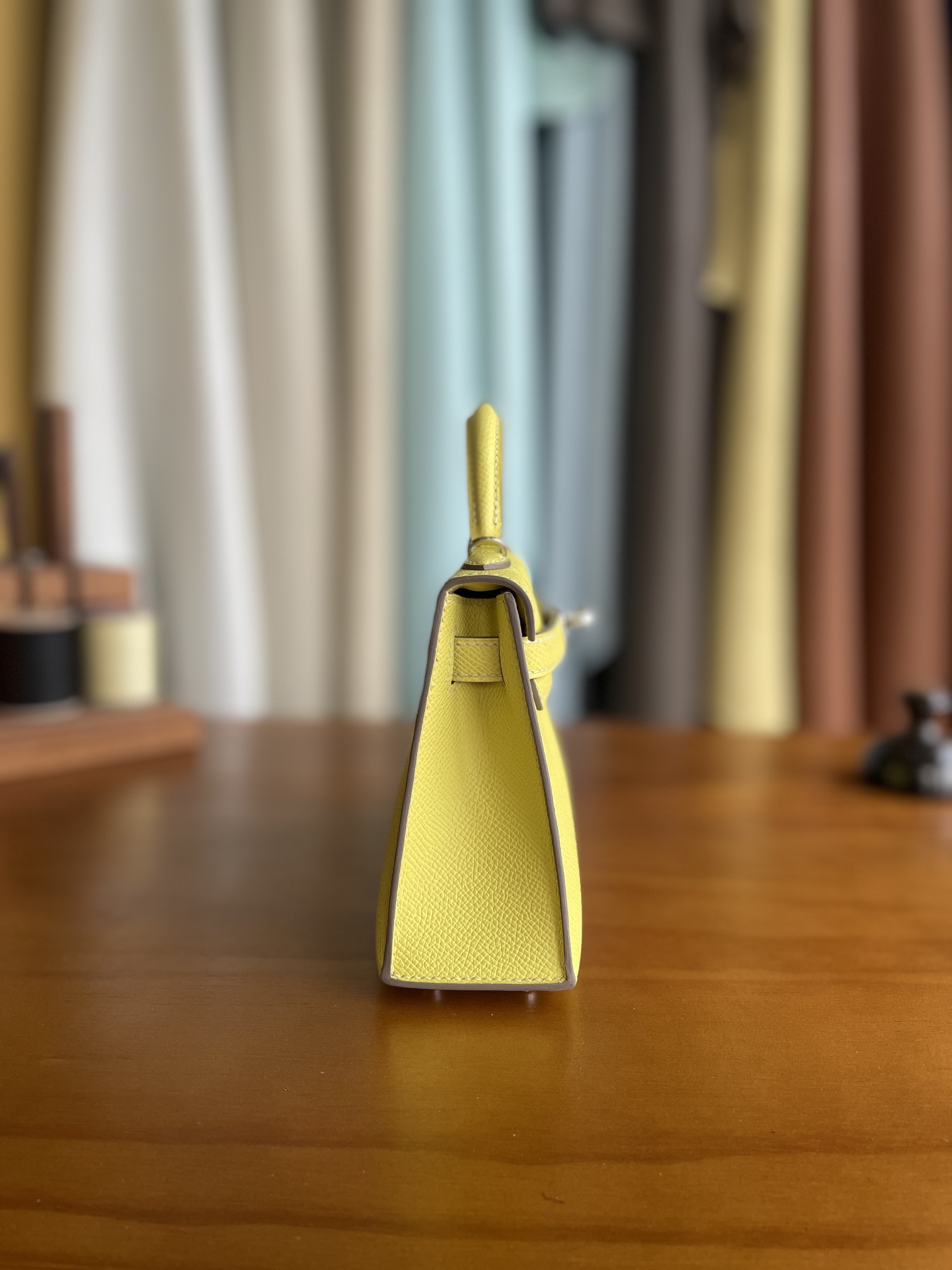 Hermès（爱马仕）mini kelly 迷你凯莉 epsom 9r 柠檬黄 银扣 19cm