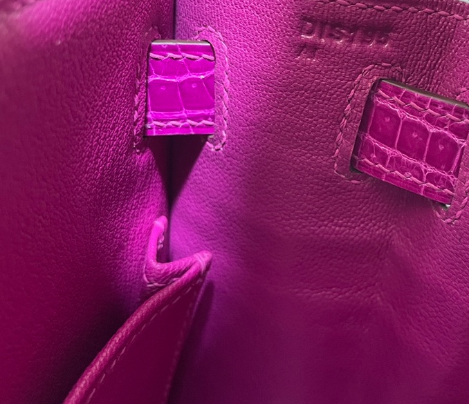 Hermès（爱马仕）Kelly 凯莉包 野生湾鳄 天方夜谭紫 银扣 28cm