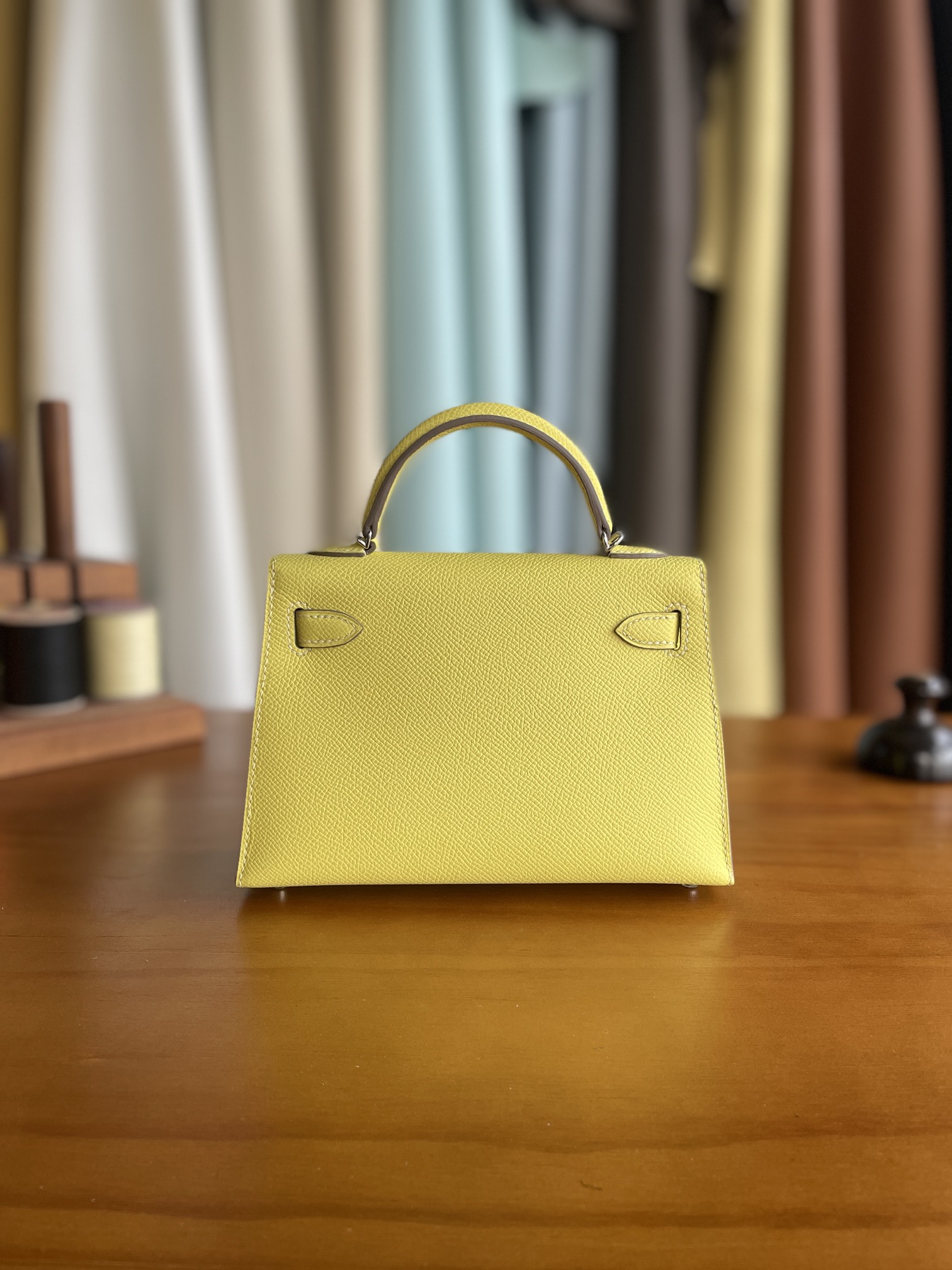 Hermès（爱马仕）mini kelly 迷你凯莉 epsom 9r 柠檬黄 银扣 19cm