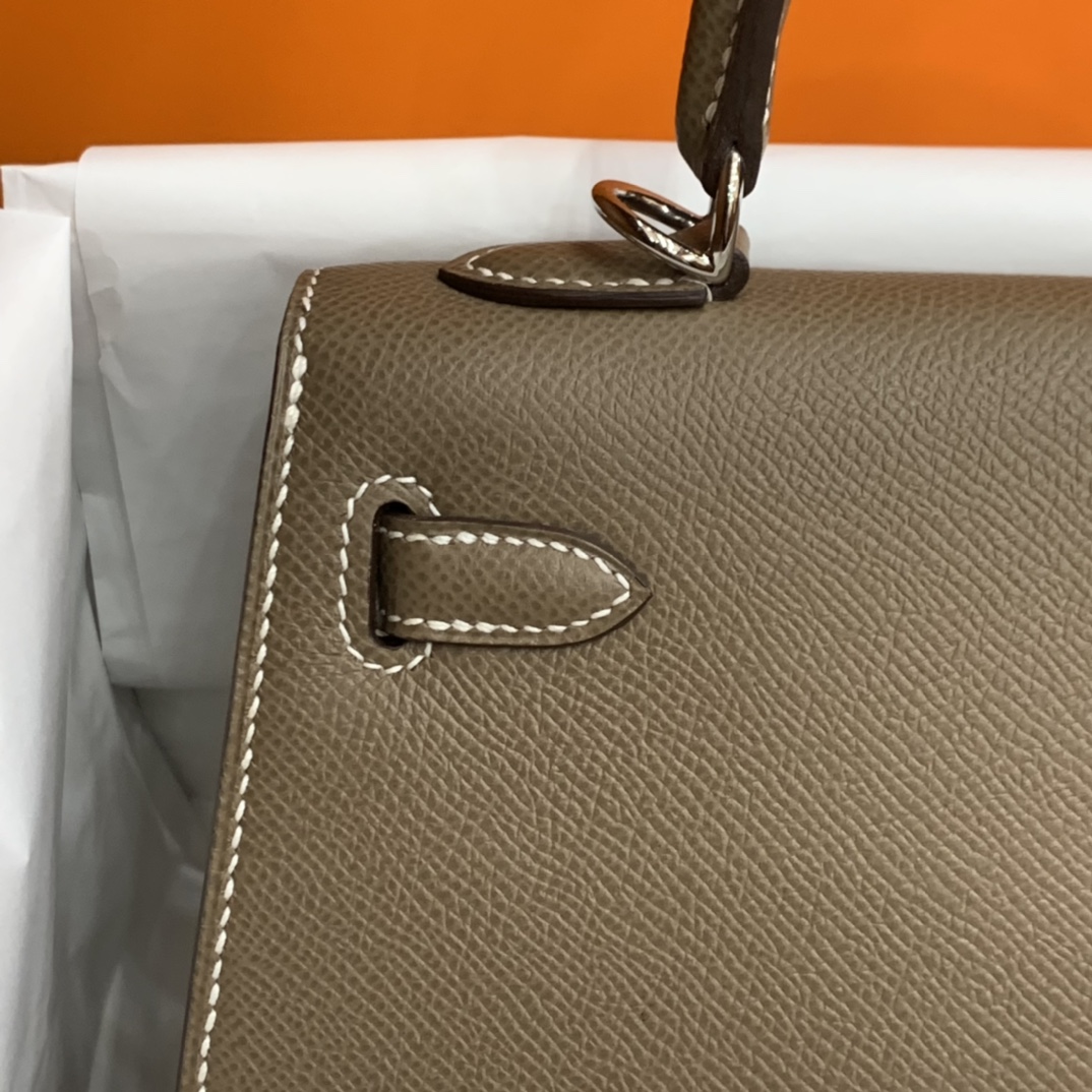 Hermès（爱马仕）Kelly 凯莉包 epsom 大象灰 银扣 25cm