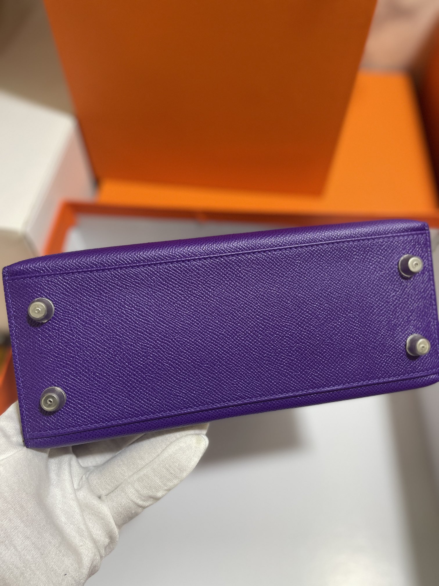 Hermès（爱马仕）Kelly 凯莉包 Epsom 梦幻紫 银扣 25cm