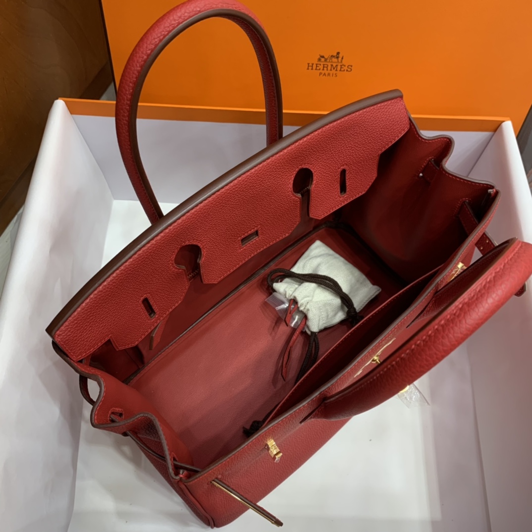 Hermès（爱马仕）Birkin 铂金包 Togo Q5 国旗红 金扣 30cm