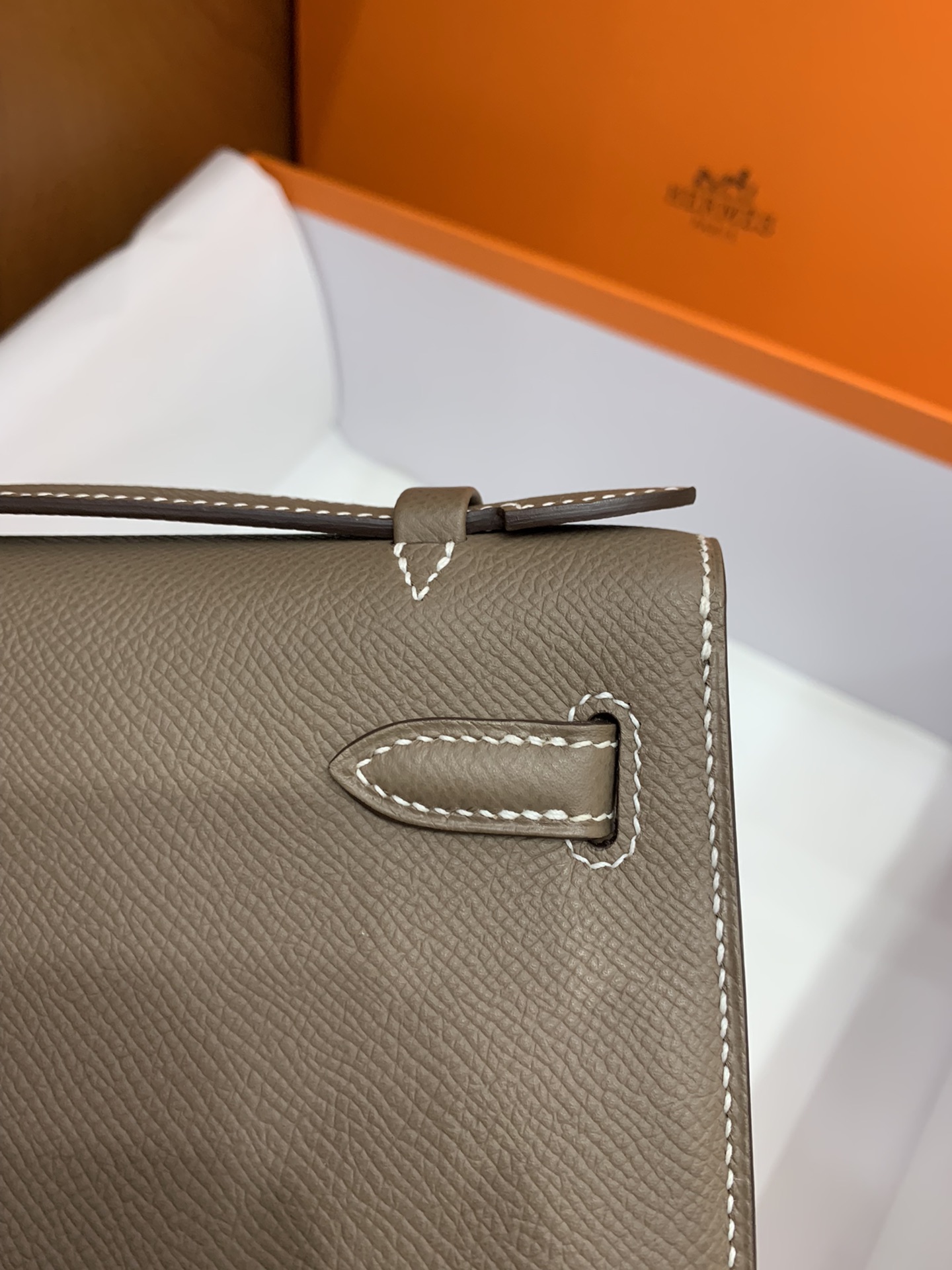 Hermès（爱马仕）mini Kelly pochette Epsom 大象灰 金扣 22cm