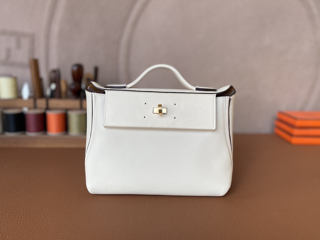 Hermès（爱马仕）Mini kelly 2424 evercolor 奶油白 内拼 芝麻色 金扣 21cm