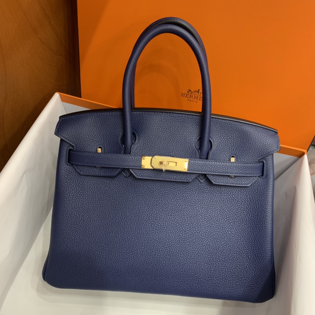 Hermès（爱马仕）Birkin 铂金包 Togo 宝石蓝 金扣 30cm