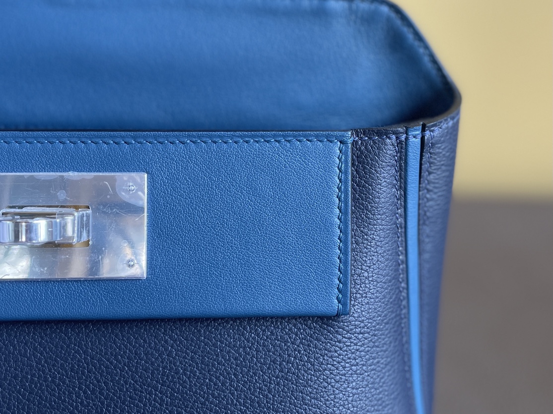 Hermès（爱马仕）Mini kelly 2424 evercolor 午夜蓝 拼 海军蓝 银扣 21cm