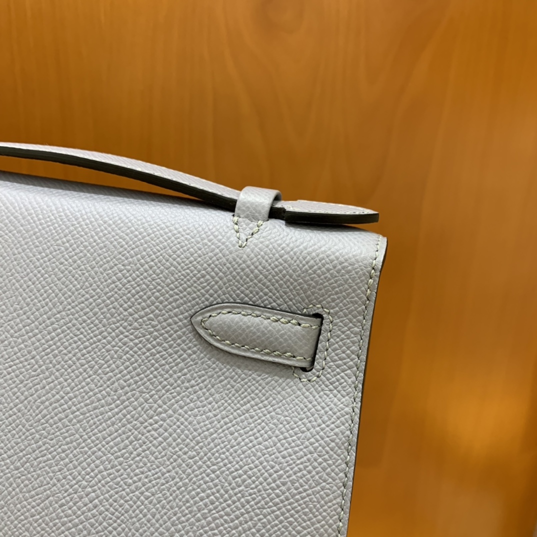 Hermès（爱马仕）mini Kelly pochette Epsom J7 亚麻蓝 金扣 22cm