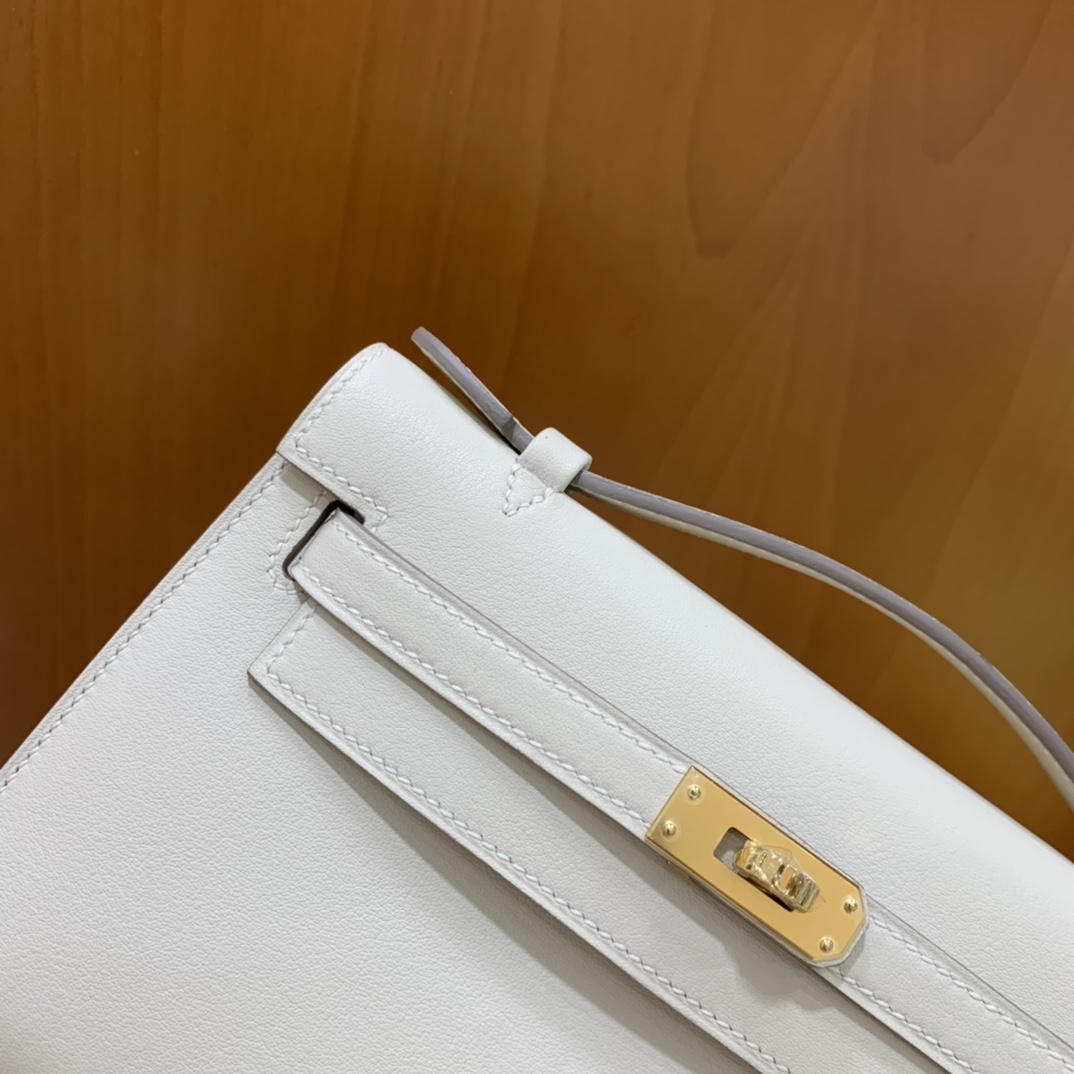 Hermès（爱马仕）mini Kelly pochette swift 奶昔白 金扣 22cm