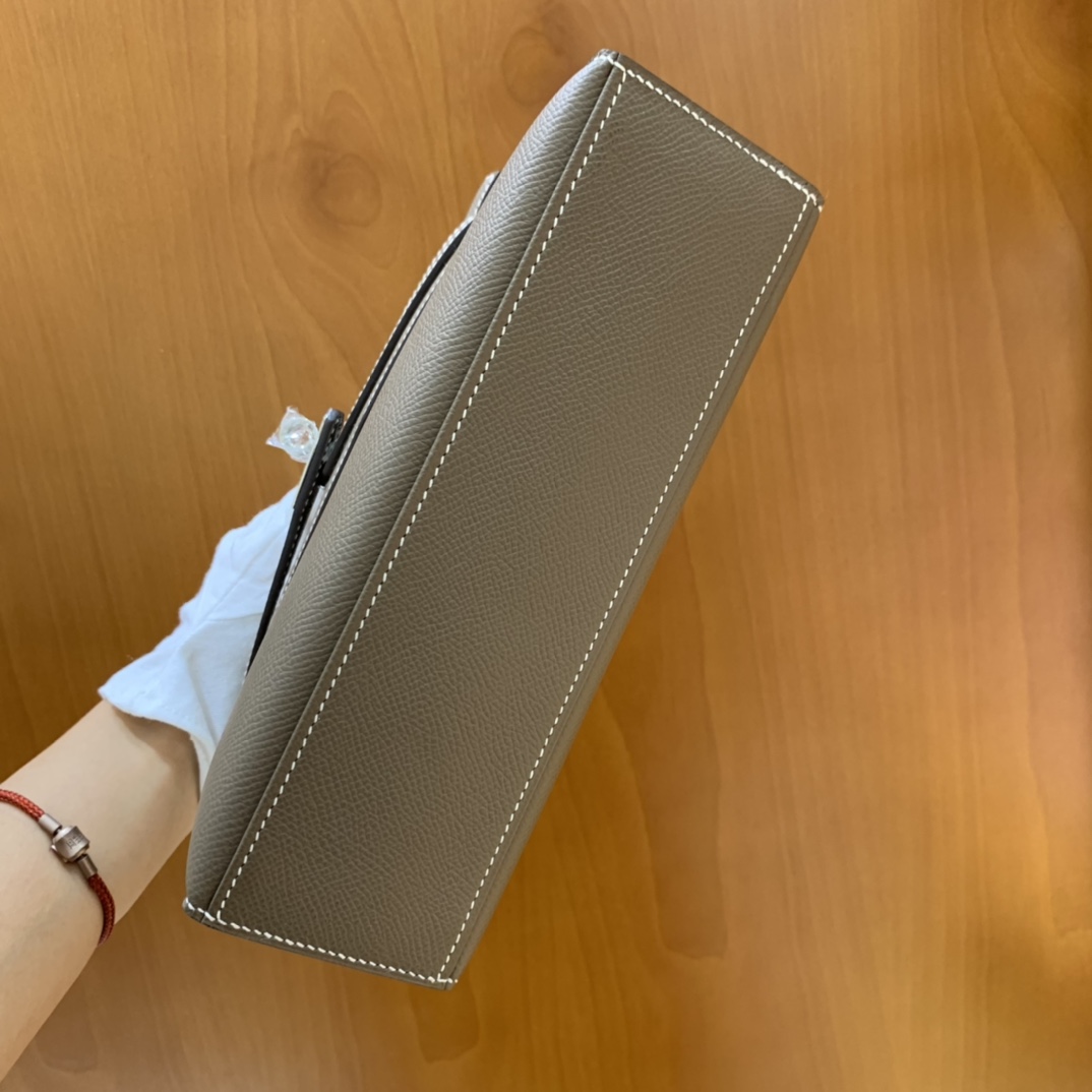 Hermès（爱马仕）mini Kelly pochette Epsom 大象灰 银扣 22cm