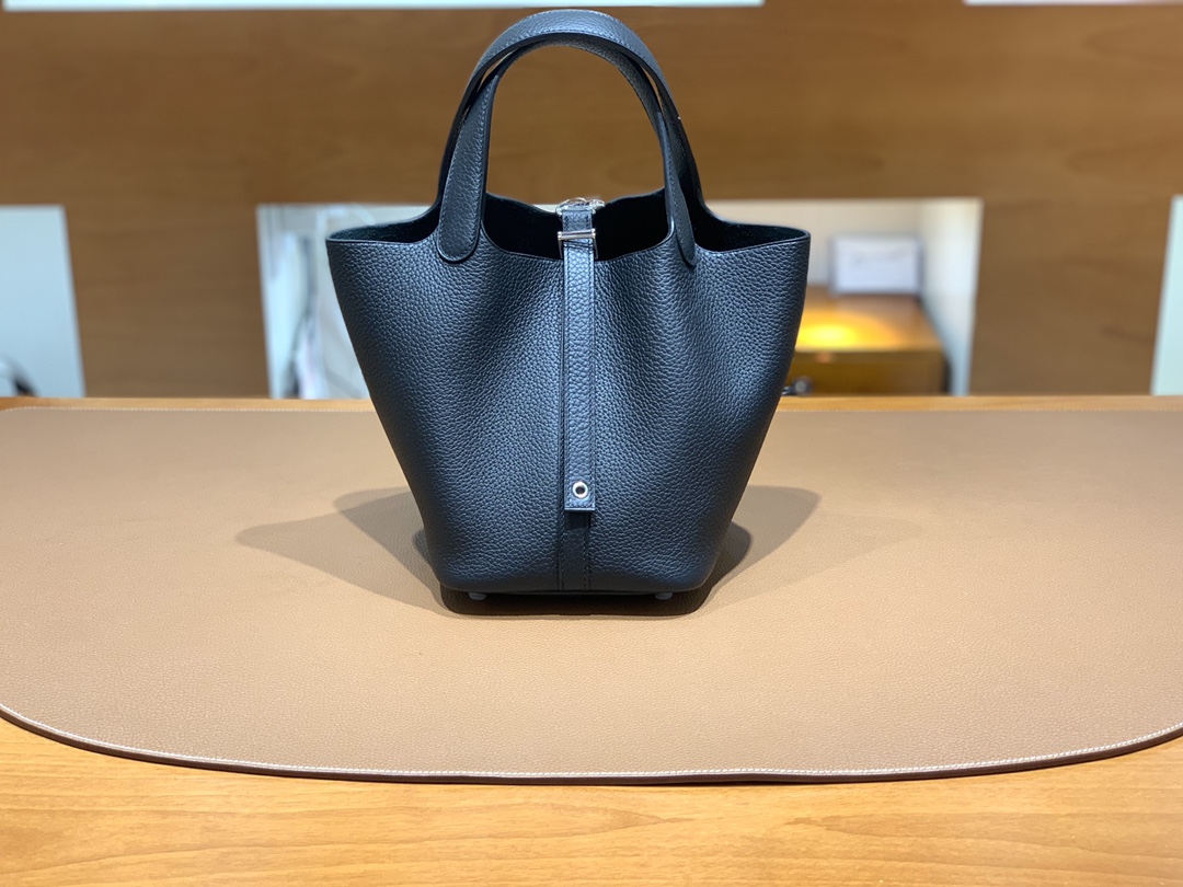 Hermès（爱马仕）Picotin 菜篮子 TC 黑色 银扣 18cm