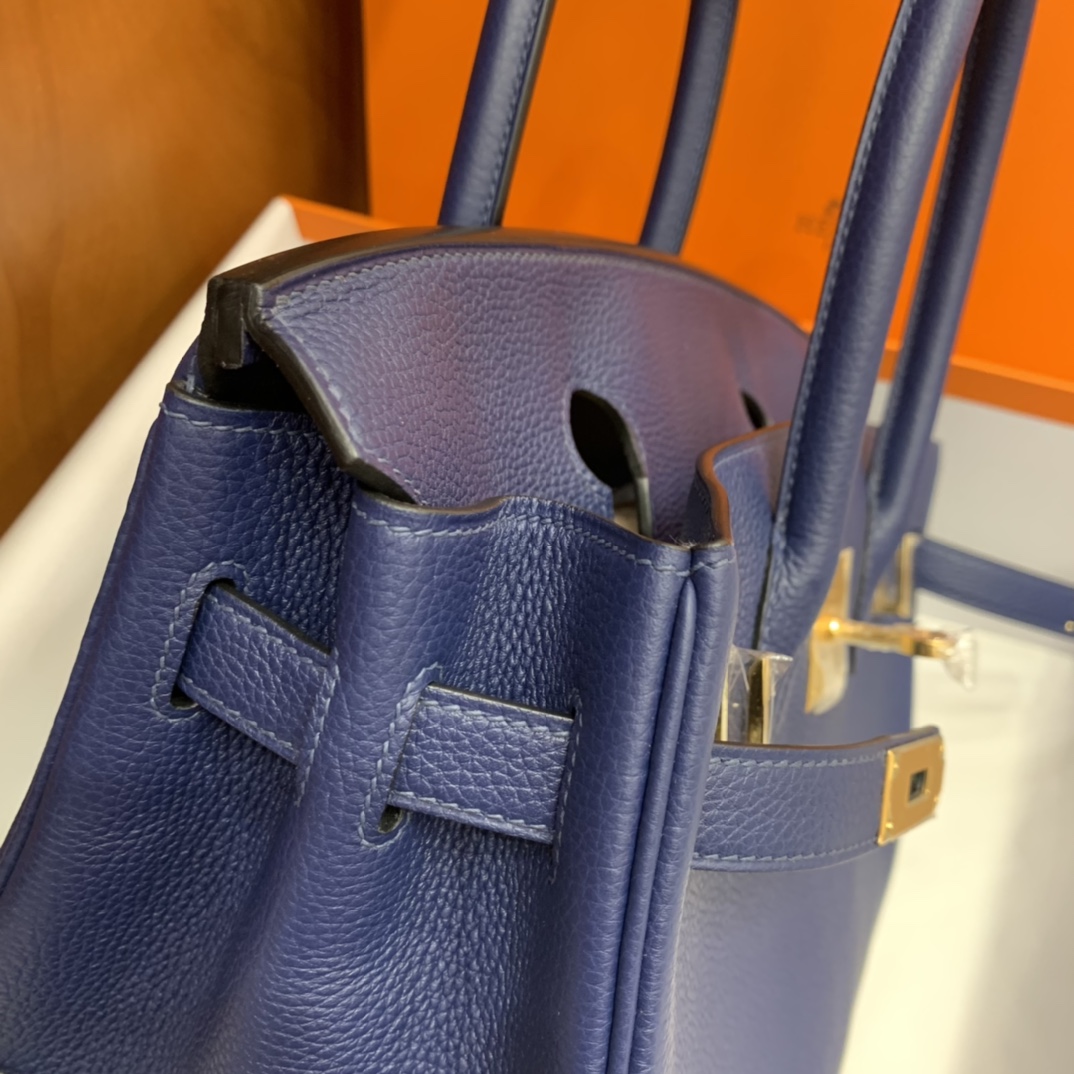 Hermès（爱马仕）Birkin 铂金包 Togo 宝石蓝 金扣 30cm