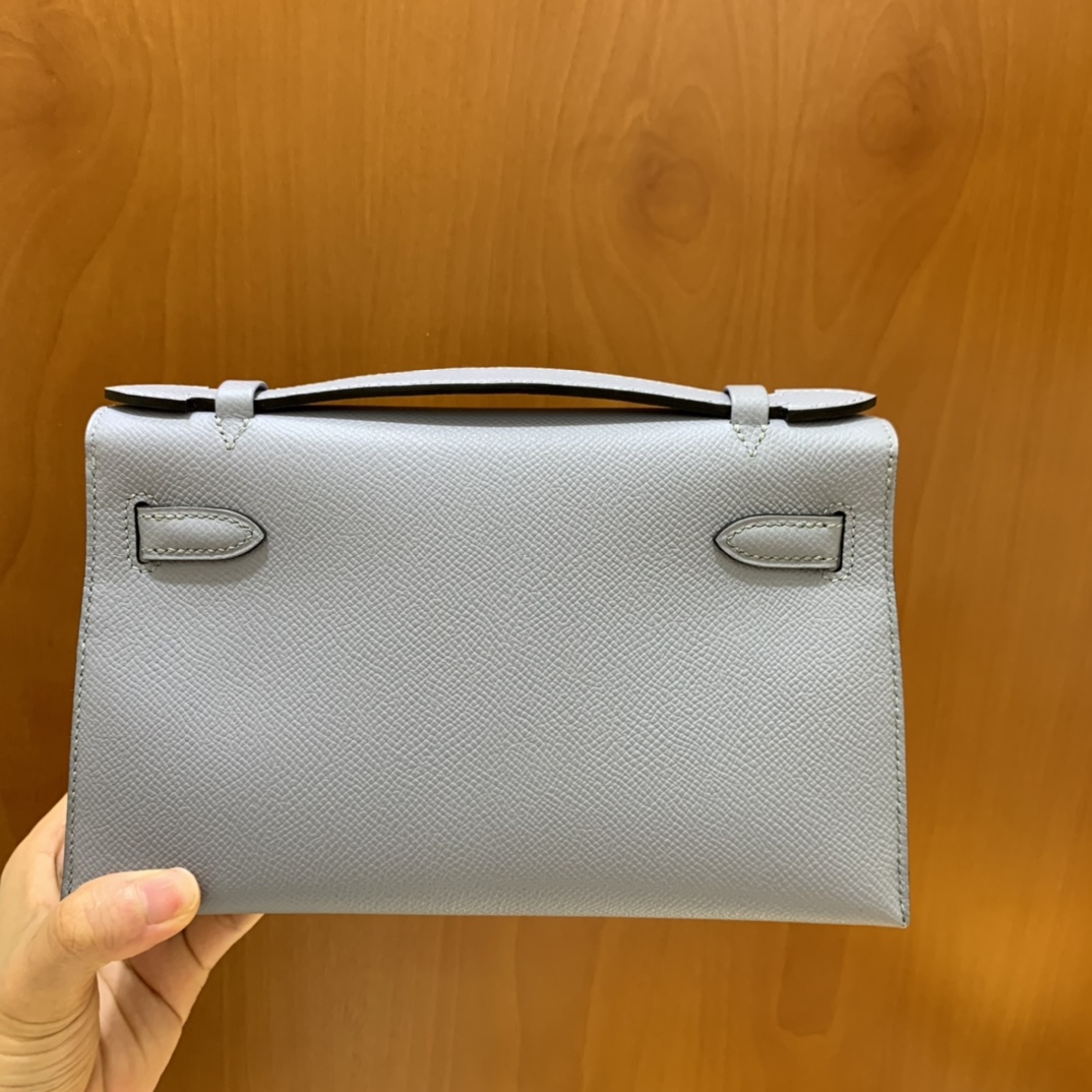 Hermès（爱马仕）mini Kelly pochette Epsom J7 亚麻蓝 金扣 22cm