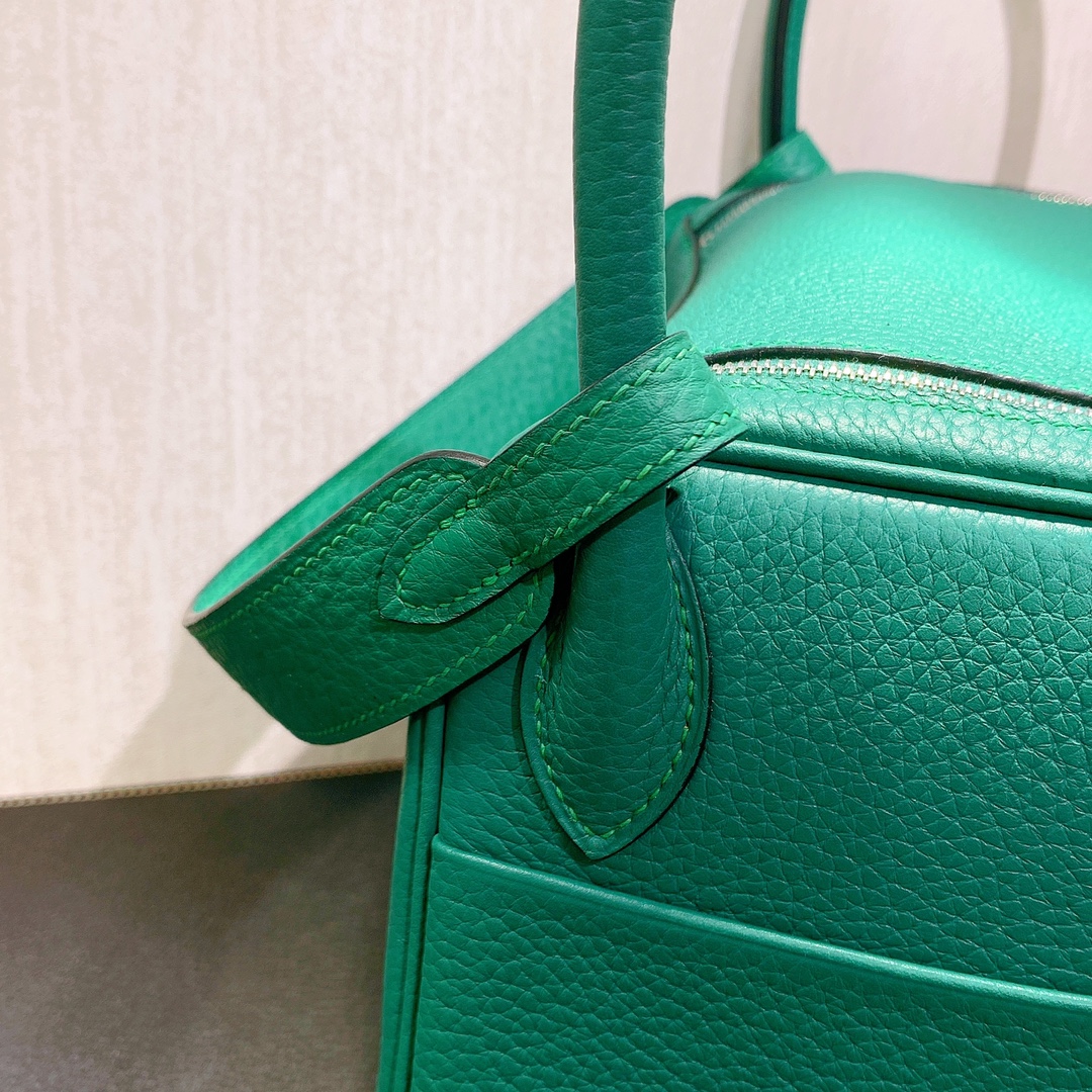 Hermès（爱马仕）Lindy 琳迪包 TC 丝绒绿 银扣 26cm