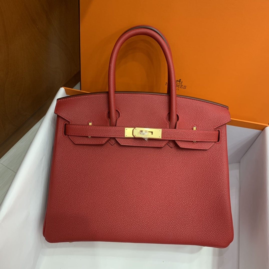 Hermès（爱马仕）Birkin 铂金包 Togo Q5 国旗红 金扣 30cm