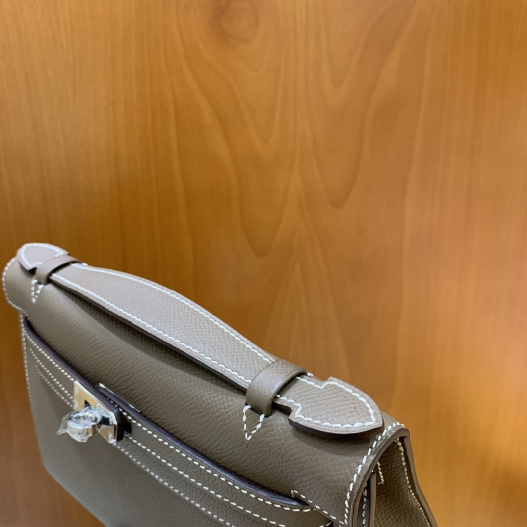 Hermès（爱马仕）mini Kelly pochette Epsom 大象灰 银扣 22cm