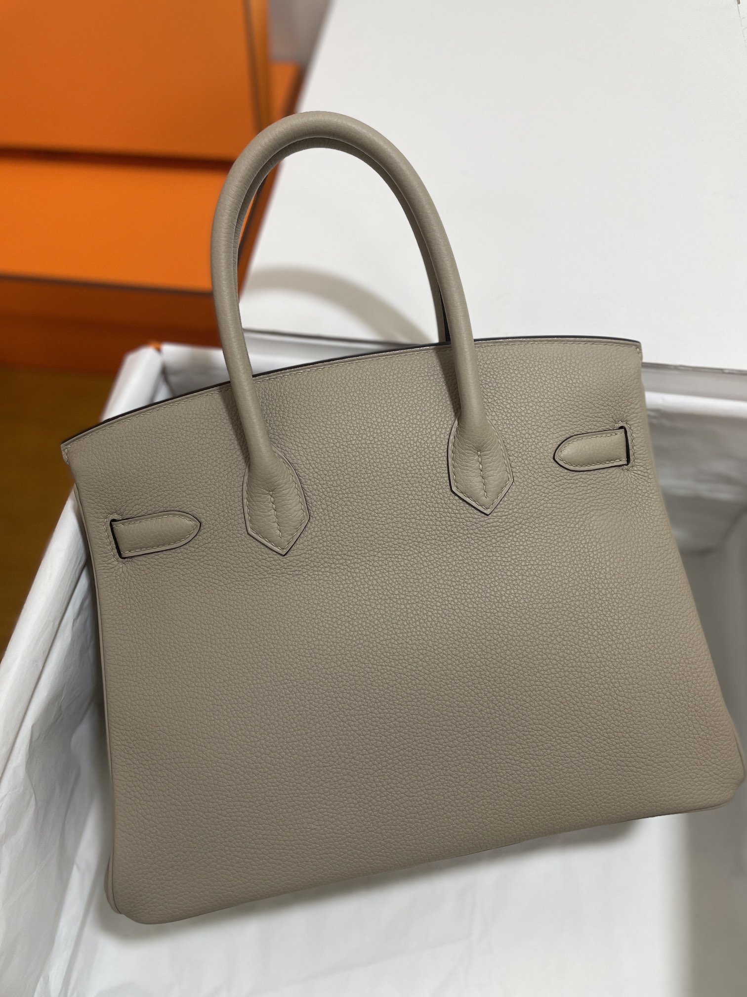 Hermès（爱马仕）Birkin 铂金包 Togo 斑鸠灰 银扣 30cm