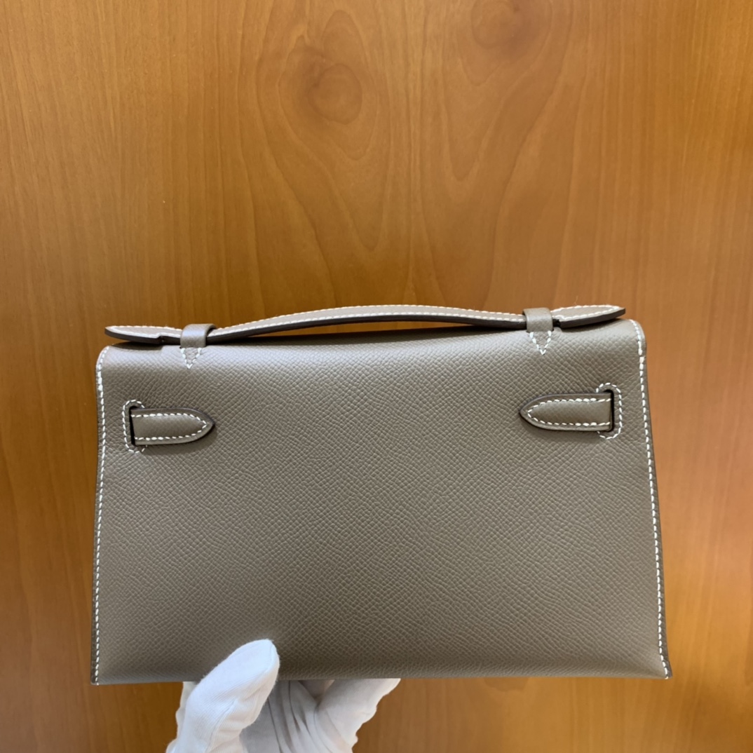 Hermès（爱马仕）mini Kelly pochette Epsom 大象灰 银扣 22cm