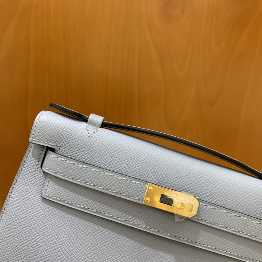 Hermès（爱马仕）mini Kelly pochette Epsom J7 亚麻蓝 金扣 22cm