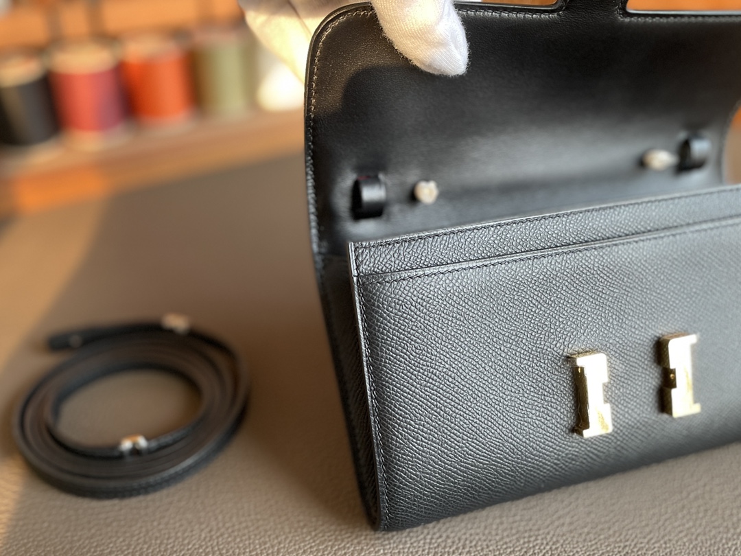Hermès（爱马仕）constance to go epsom 黑色 金扣 20cm