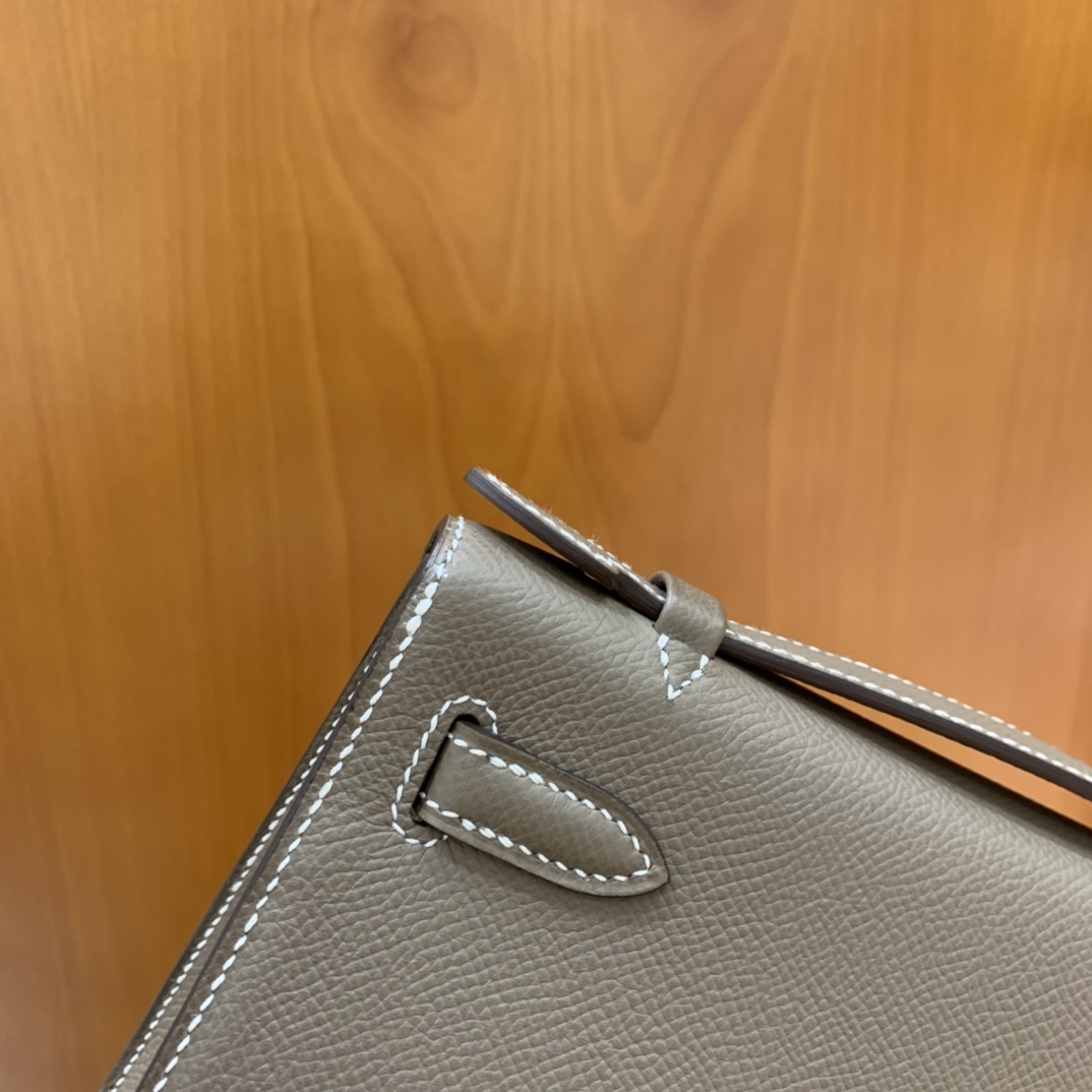 Hermès（爱马仕）mini Kelly pochette Epsom 大象灰 银扣 22cm