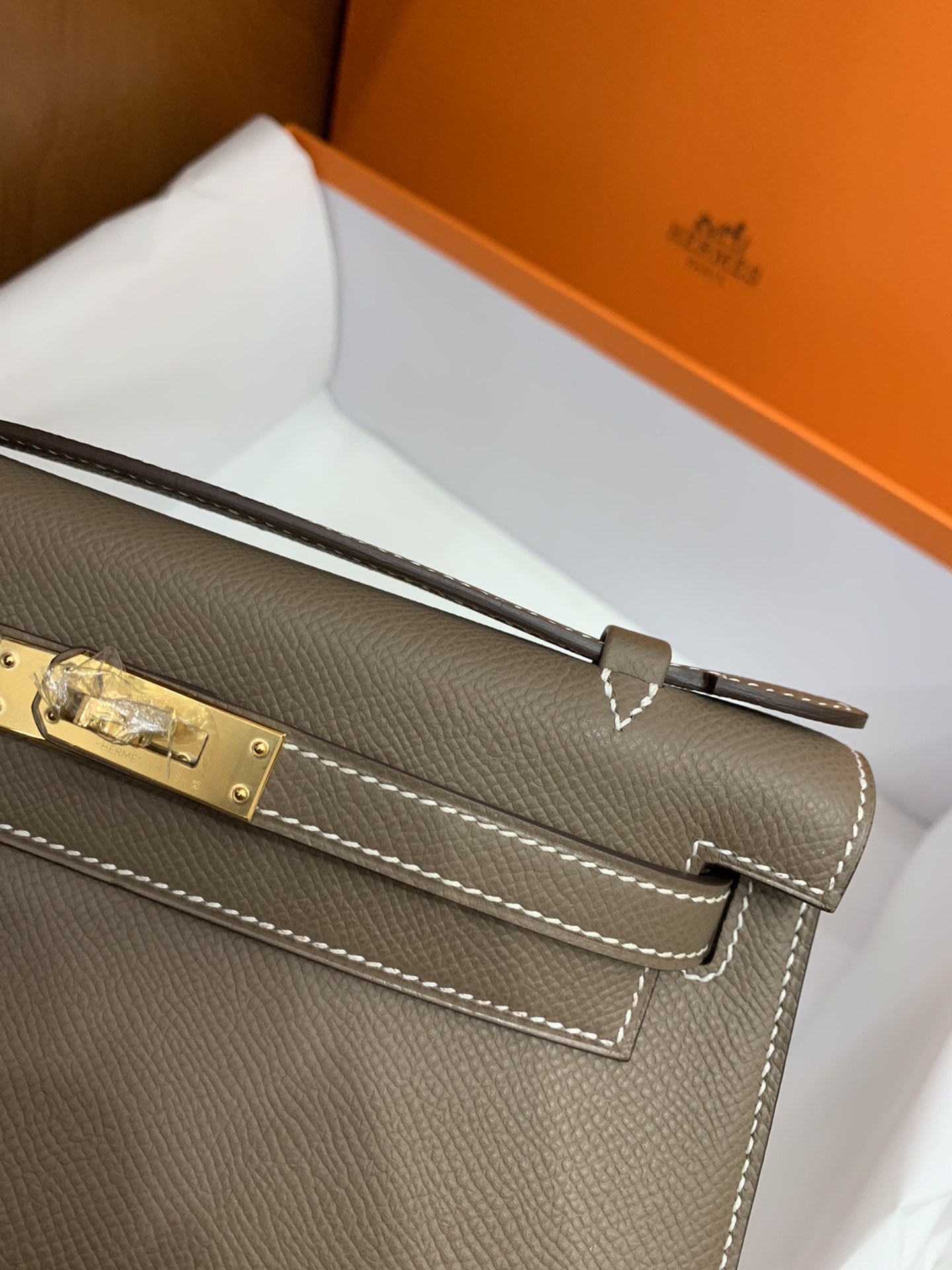 Hermès（爱马仕）mini Kelly pochette Epsom 大象灰 金扣 22cm