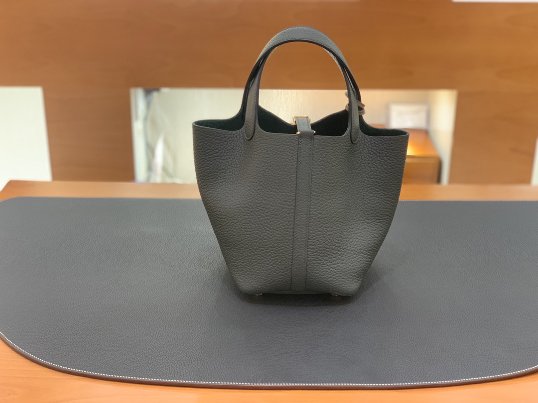 Hermès（爱马仕）Picotin 菜篮子 TC 6O 松柏绿 金扣 18cm