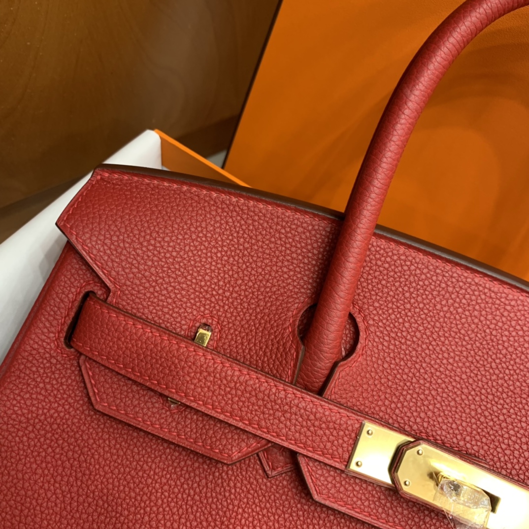 Hermès（爱马仕）Birkin 铂金包 Togo Q5 国旗红 金扣 30cm